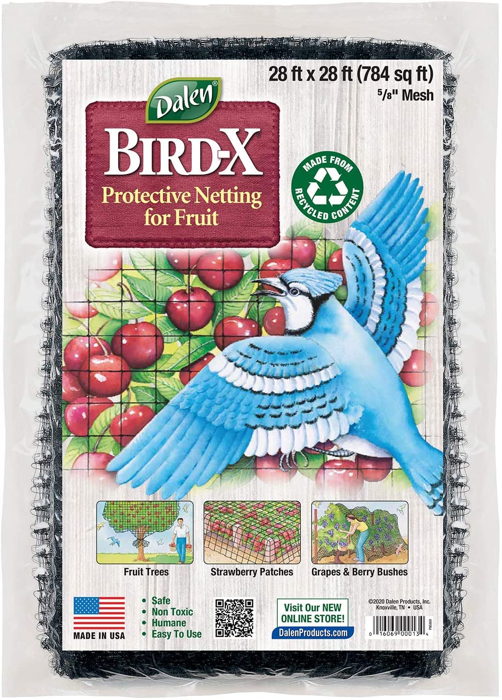 Dalen Bird-X Protective Mesh Netting for Fruit Trees & Berries - 28 x 28 ft