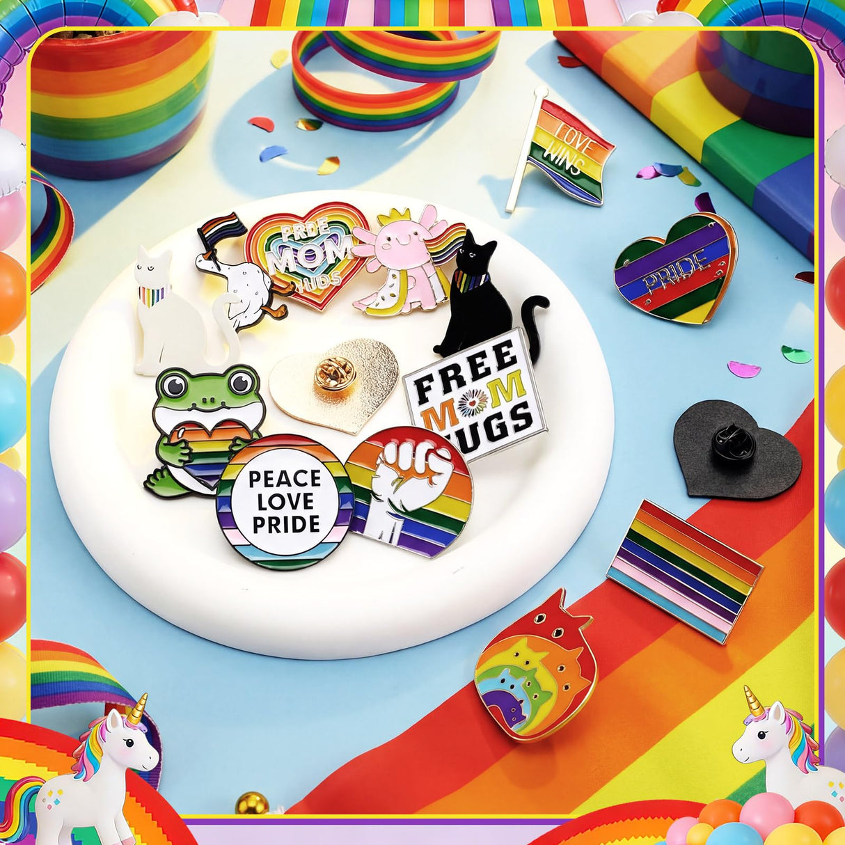 Kigeli 15/30/45 Pcs Pride Enamel Pins Bulk, Lgbtq Rainbow Progress Flag Lapel Pin Set, Gay Bi Trans Lesbian Ally Goose Frog Heart Brooch for Backpack Jacket, Pride Month Party Favors Gift(30 Pcs)