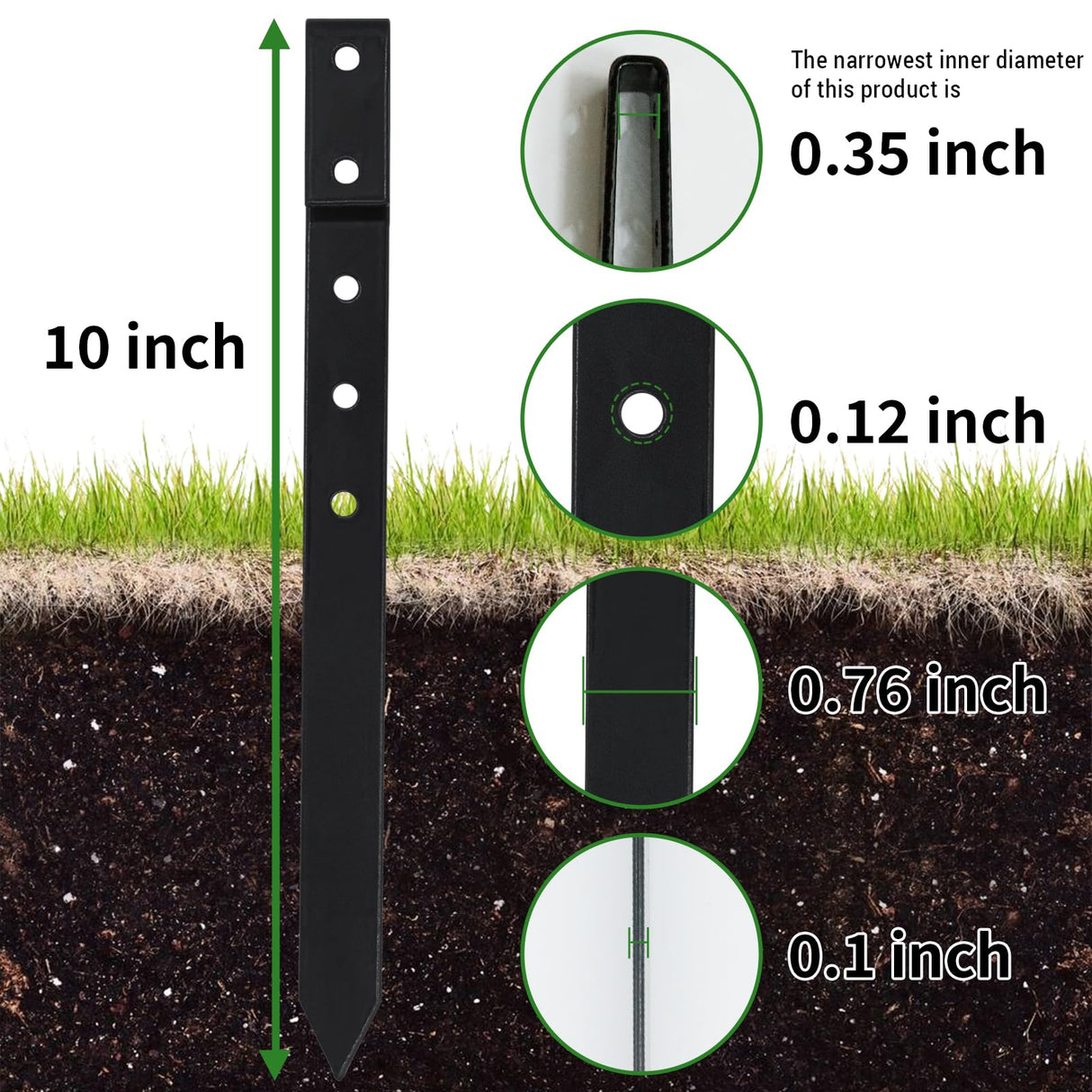 20 Pack Landscape Edging Stakes, 10" Double-Hole Steel Ground Spikes