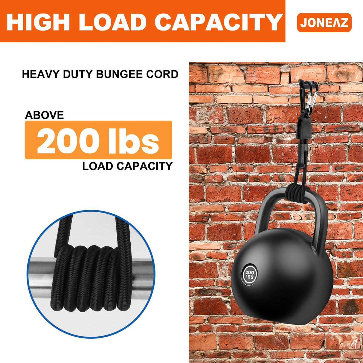 Joneaz 8 Pcs 48" Adjustable Bungee Cords with Hooks, Heavy Duty UV Resistant Shock Straps with Carabiner Clips