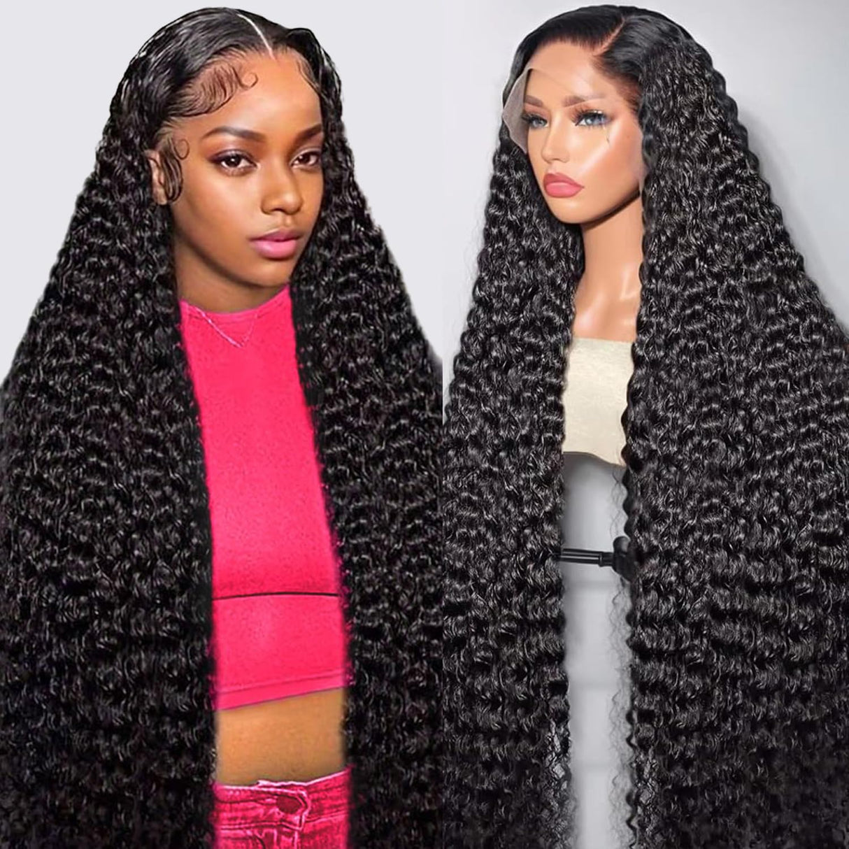 28 Inch Deep Wave Lace Front Wigs Human Hair 13x4 HD Lace Front Wigs 200 Density Human Hair Pre Plucked Glueless Wigs with Baby Hair Deep Curly Wig for women