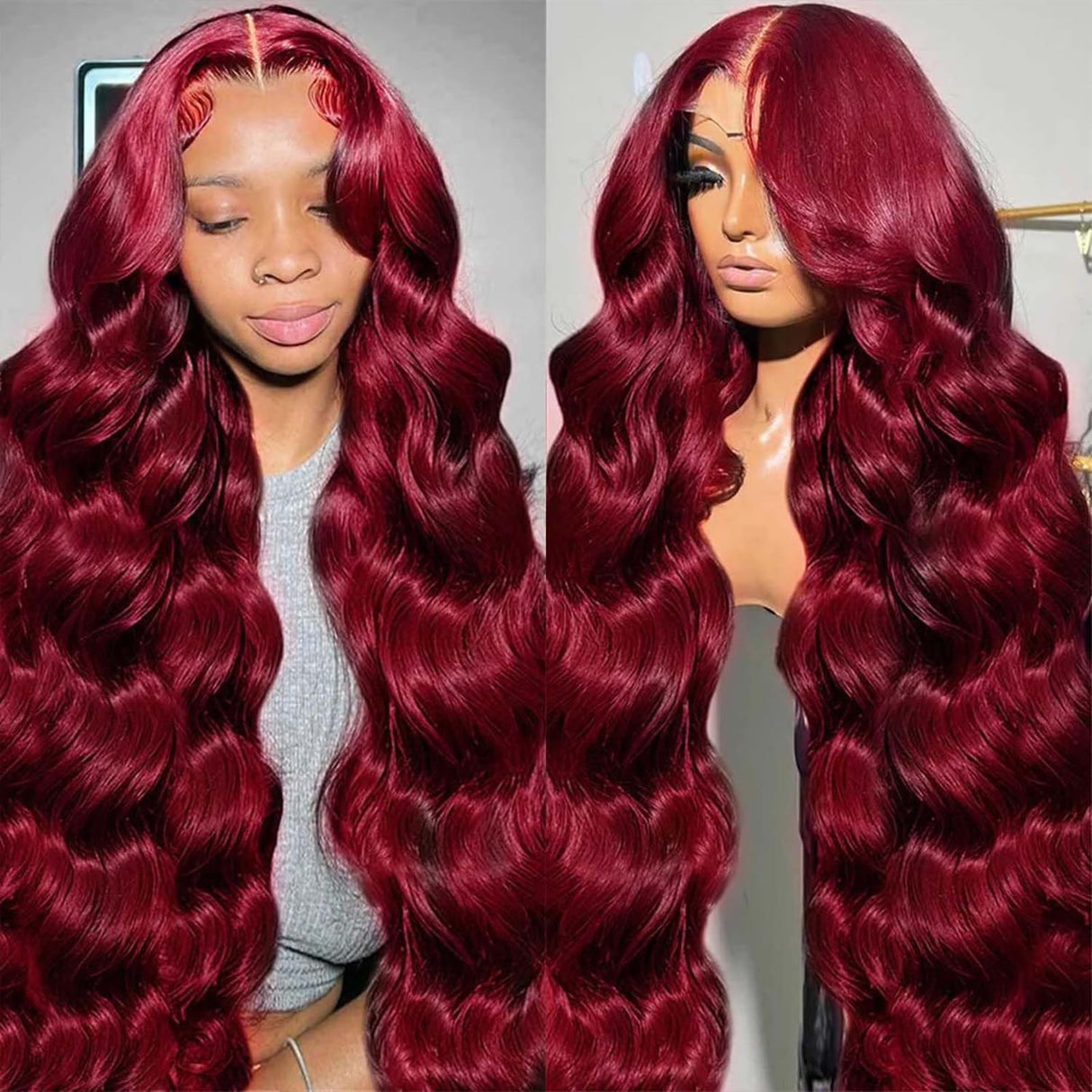 28 Inch 99j Burgundy Lace Front Wigs Human Hair Red Burgundy Wig Human Hair 180% Density 13x6 Body Wave Lace Front Wigs Human Hair Pre Plucked Glueless Lace Front Wigs Human Hair Wigs for Women