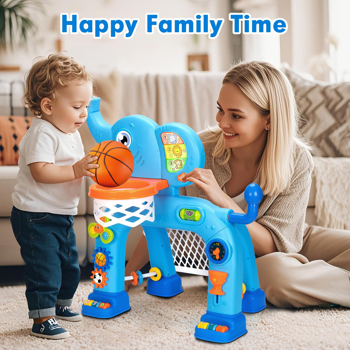 Toddler Basketball Hoop & Soccer Goal, Toys for 1 2 3 Year Old Boys Girls, Kids Sports Toy with Light Sound Music, Montessori Toys for Baby 12-18 Months, Christmas Birthday Gifts for Ages 1-3(Blue)