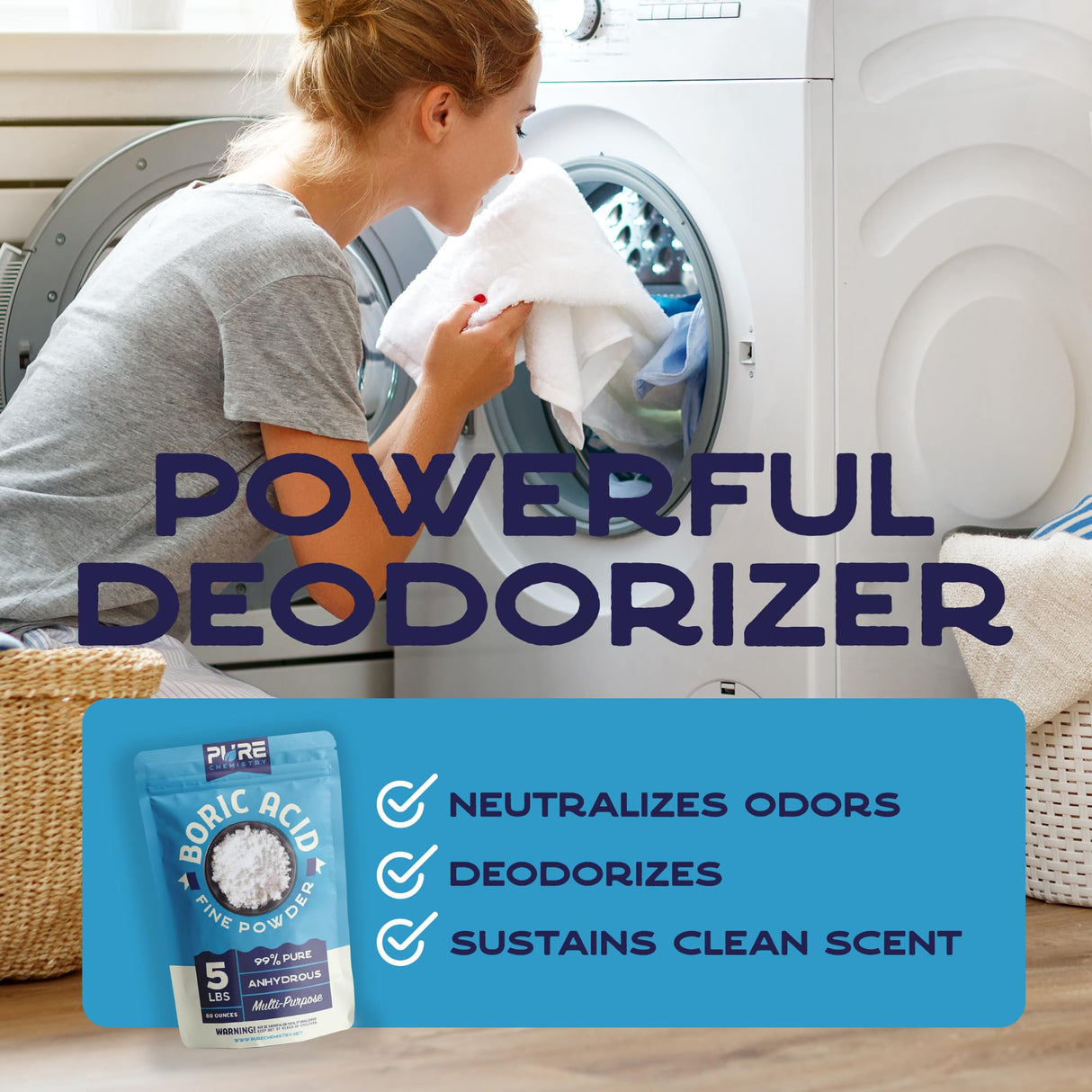 Ecoxall Bulk Boric Acid, 99.9% Pure, Laundry Stain Remover and Deodorizer, Kitchen, Household, Industrial Strength Commercial Cleaner, Drain Unclogger, Fine Powder, 5 lbs