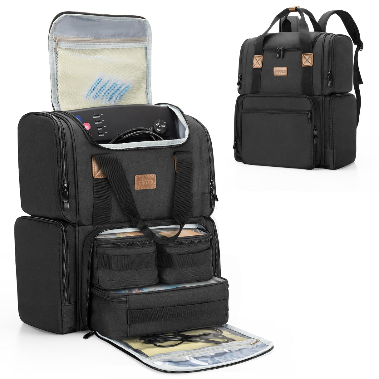 BAFASO Tattoo Backpack with 3 Inner Removable Pouches, Tattoo Case Holds Tattoo Stencil Printer and Tattoo Supplies (Bag Only), Black