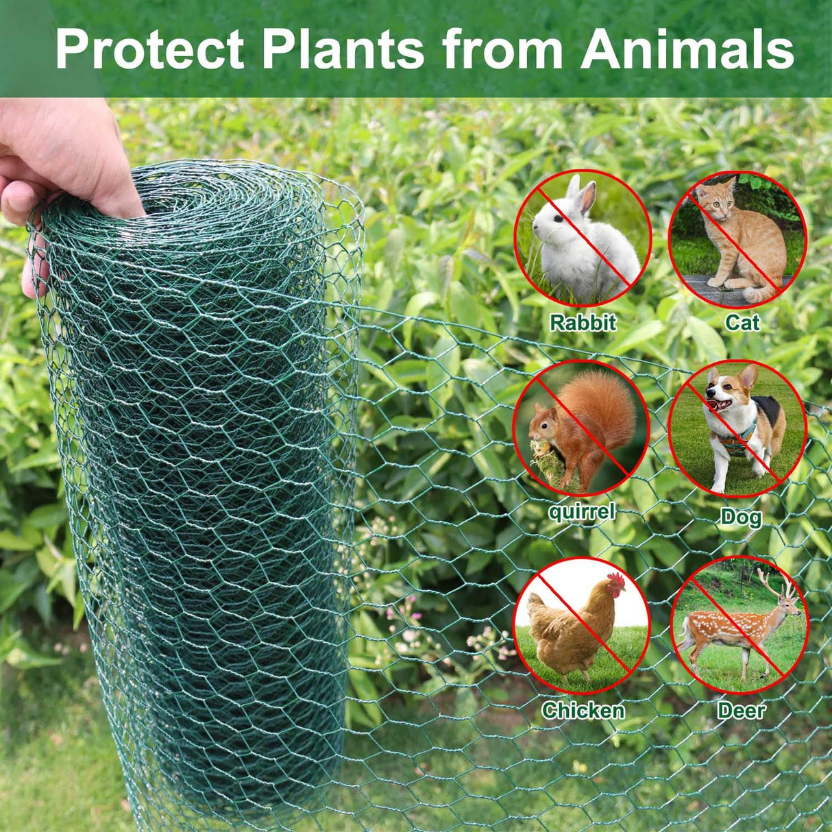 Mklsit Plant Protectors from Animals, Wire Plant Fence Cage, 32.8Ft x 16In