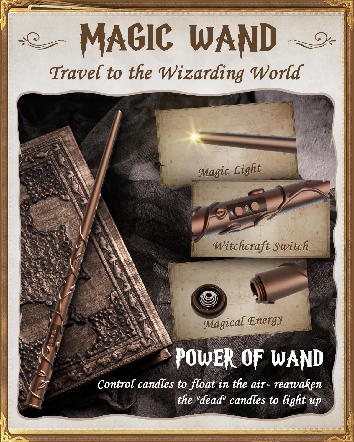 TLPUHU Floating Candles with Wand 20PCs -Halloween Magic Hanging Flameless Candles Taper Candles with Remote for Christmas Window Home Bedroom Birthday Party Decorations