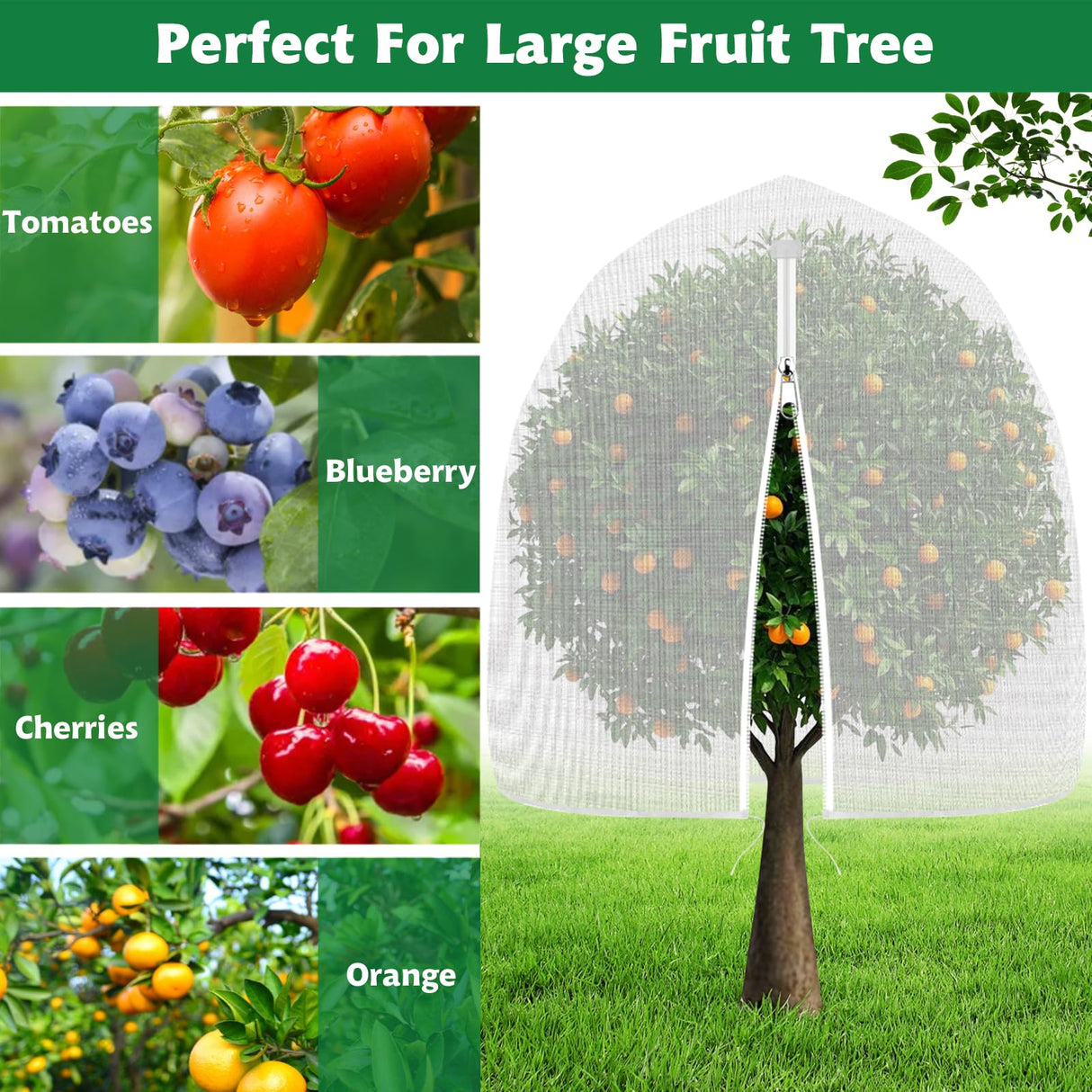 OZMI 4 Pack Fruit Tree Blueberry Bush Netting Cover, 4.6Ft x 5.9Ft Reusable Bird Netting for Garden Protection with Zipper & Drawstring, Shrubs Tomato Strawberry Plant Bushes Protector