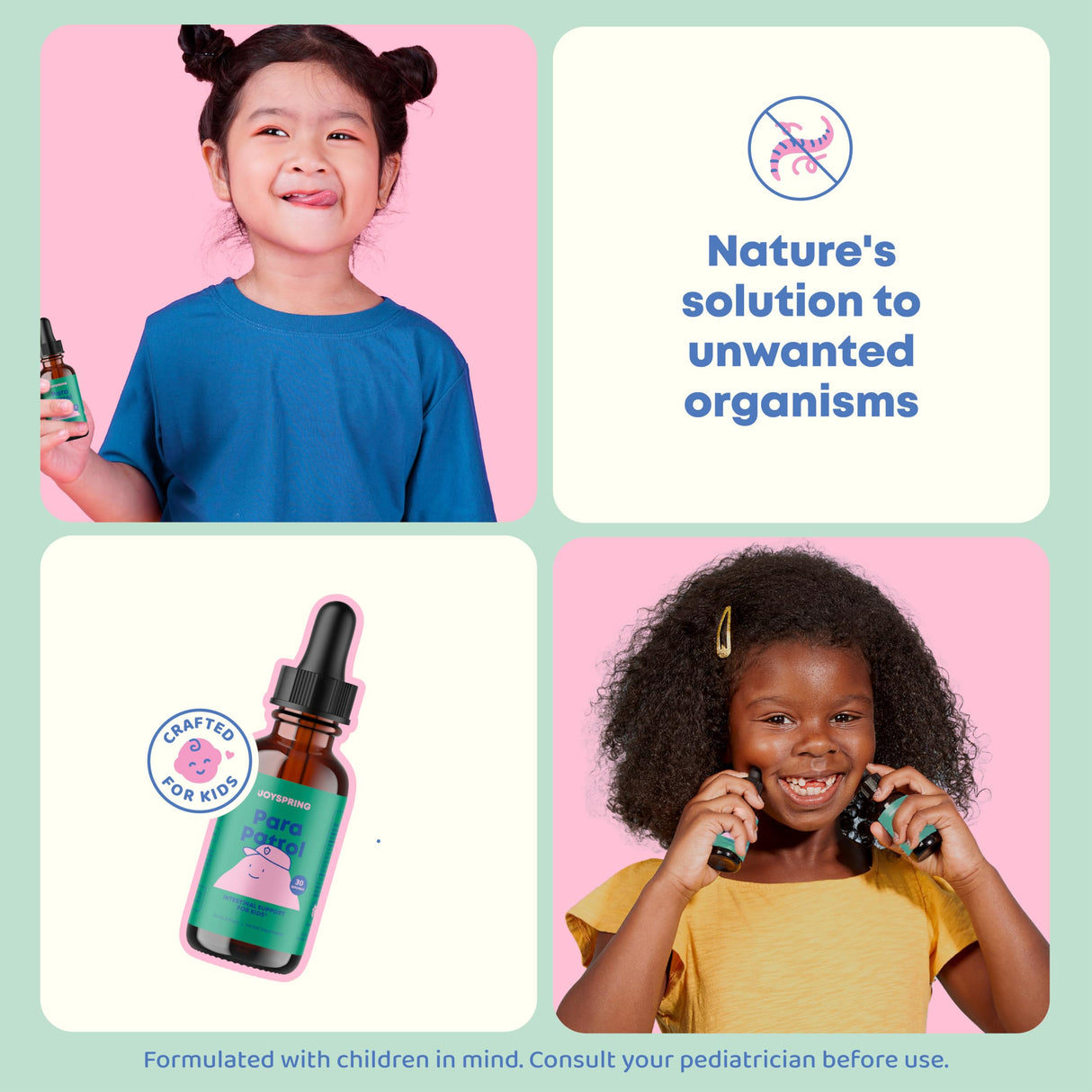 JoySpring Kids' Liquid Cleanse – Natural Liquid Detox, Alcohol-Free Supplement for Digestive Health (1 fl oz) 30 Servings