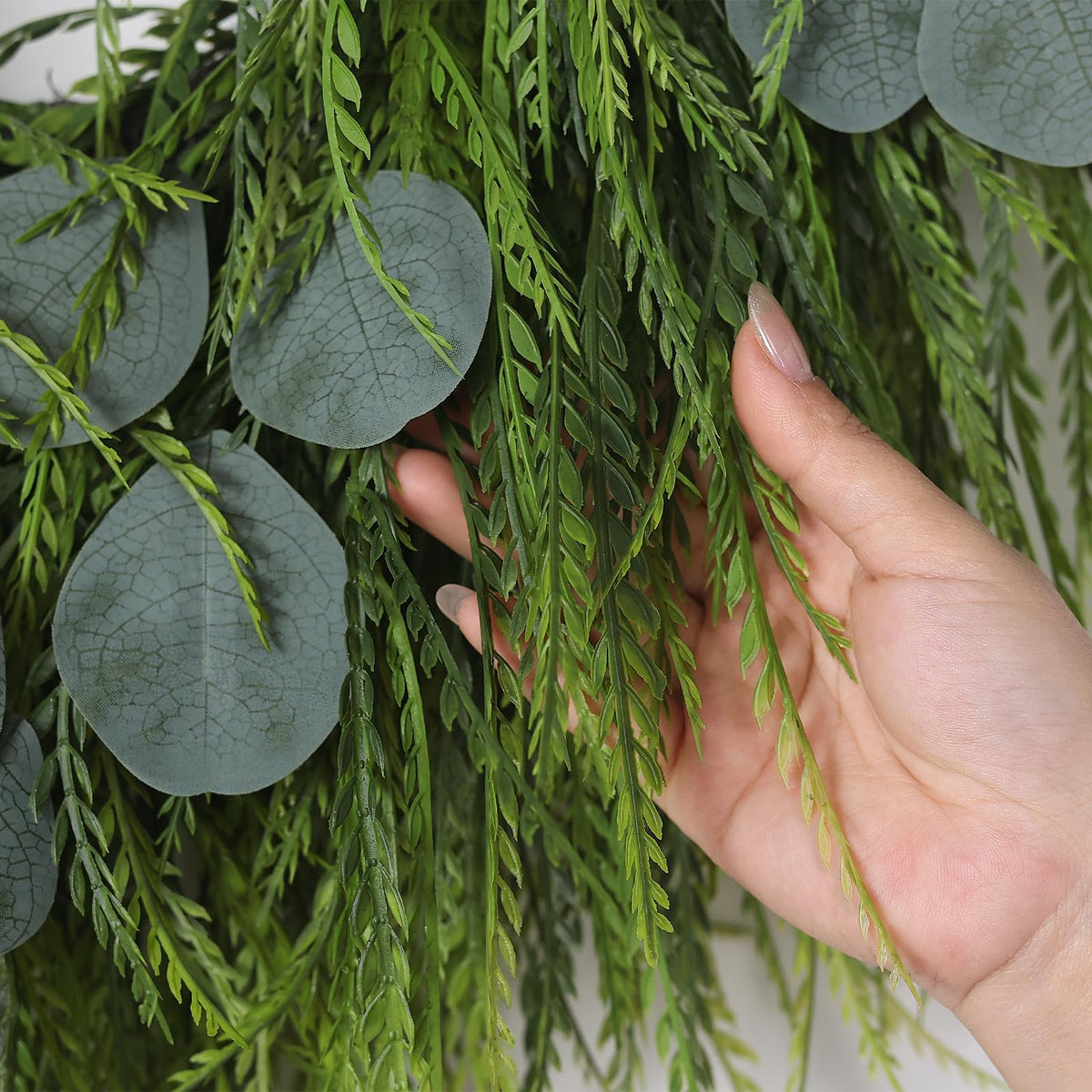 22" Artificial Eucalyptus & Saw Grass Wreath for Front Door Decor