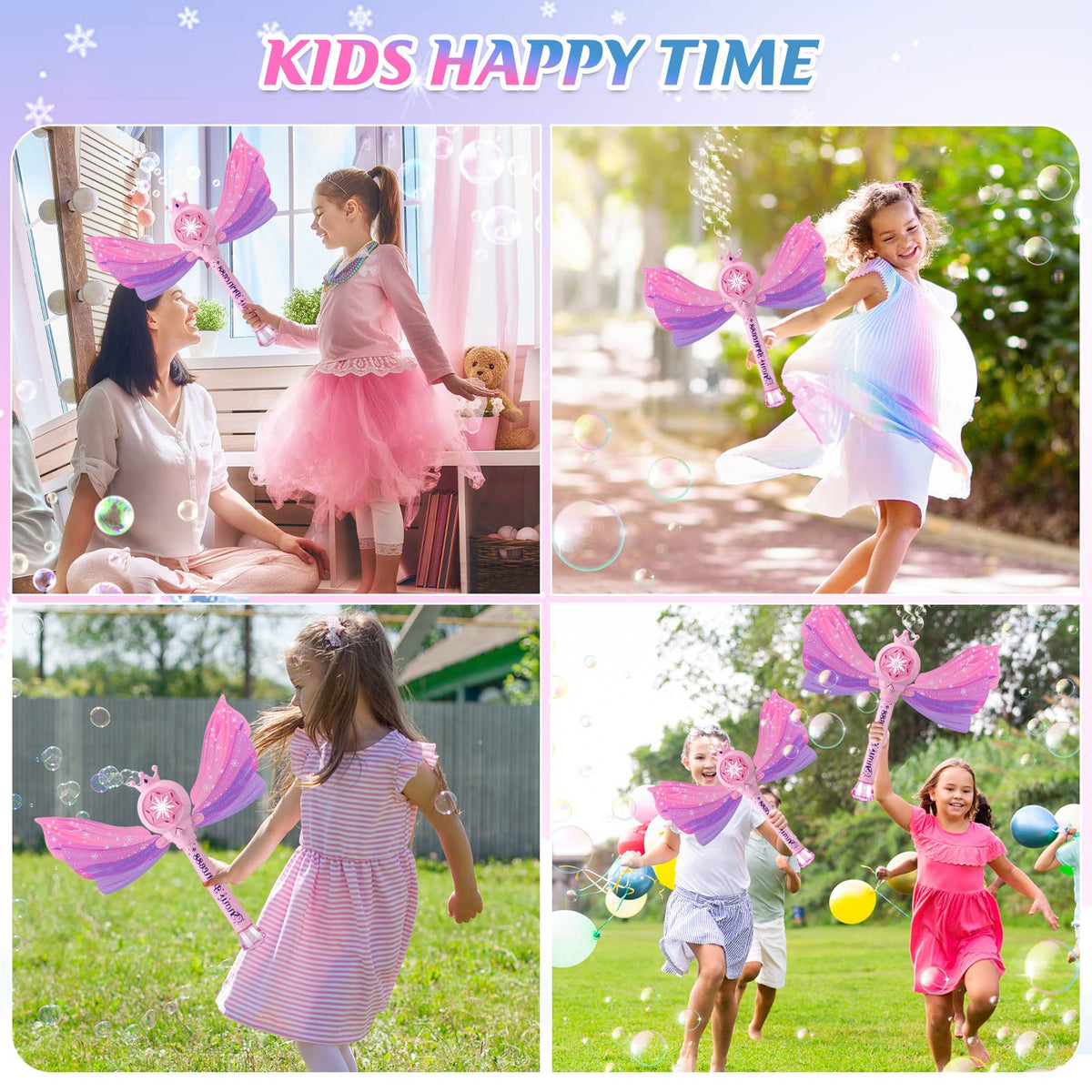 Britik Bubble Wand for Kids, LED Light Music Bubble Toys Girl Gifts Age 3+