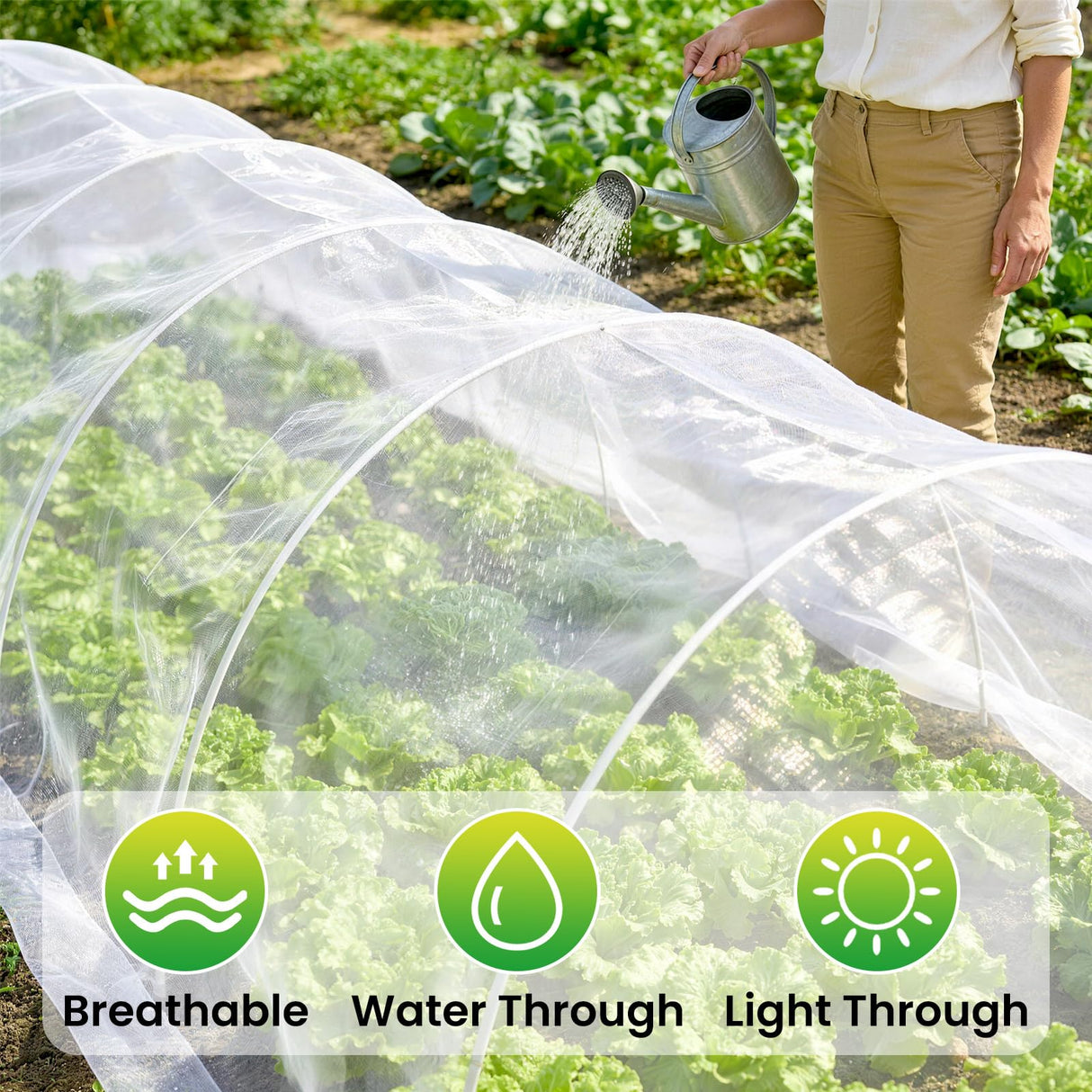 Garden Netting, 10x50Ft Thicken Ultra Fine Mesh Insect Netting, Garden Netting for Raised Beds, Greenhouse Row Cover Barrier for Birds Animals, Garden Mesh Netting for Vegetable Flowers Fruits