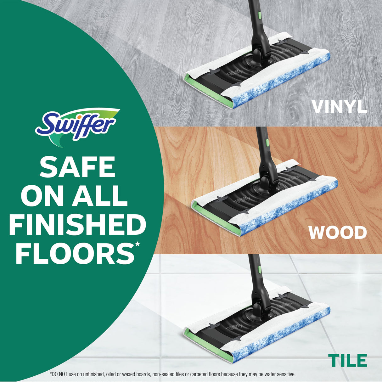 Swiffer Sweep & Mop Deluxe 2-in-1 Floor Mopping and Sweeping Kit, Multi-Surface Kit for Floor Cleaning, Kit Includes 1 Sweeper Device, 5 Heavy Duty Dry Sweeping Cloths, 6 Heavy Duty Wet Mopping Cloths