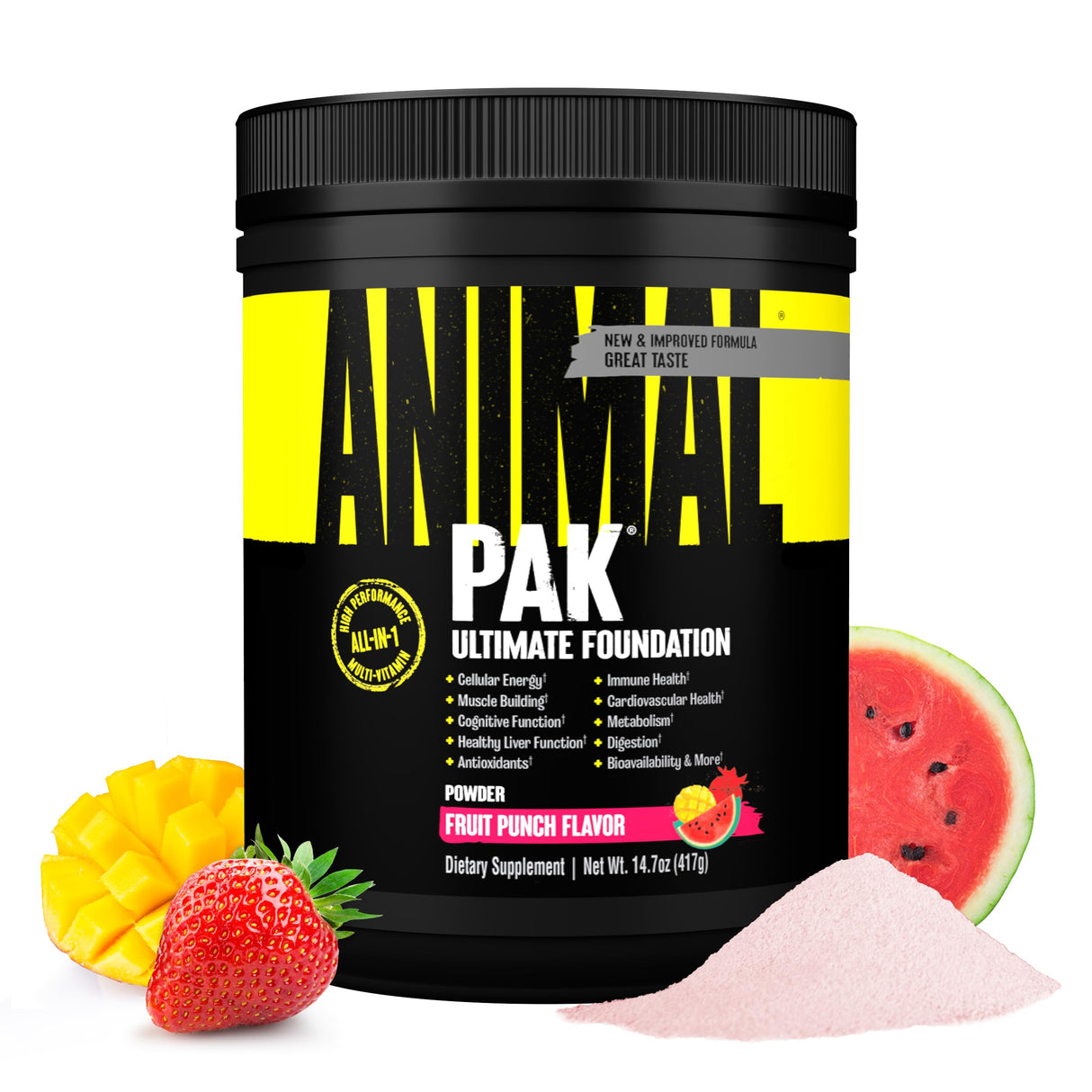 Animal Pak - Convenient All-in-One Vitamin & Supplement Powder - Zinc, Vitamins C, B, D, Amino Acids, Immune Support, Digestive Enzymes, and More - Daily Multivitamin for Women & Men - 60 Scoops