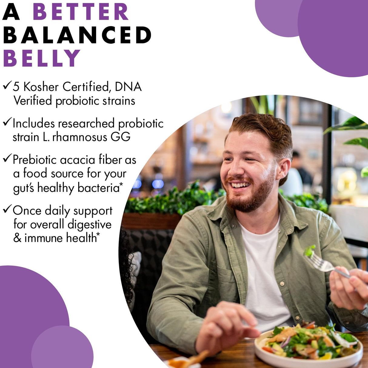 Bluebonnet Nutrition Prebiotic Probiotic 20 Billion CFU Shelf Stable - 5 Kosher Certified Strains – Digestion, Gut, & Immune* - Non-GMO, Gluten-Free, Soy-Free - 30 Vegetable Capsules, 30 Servings