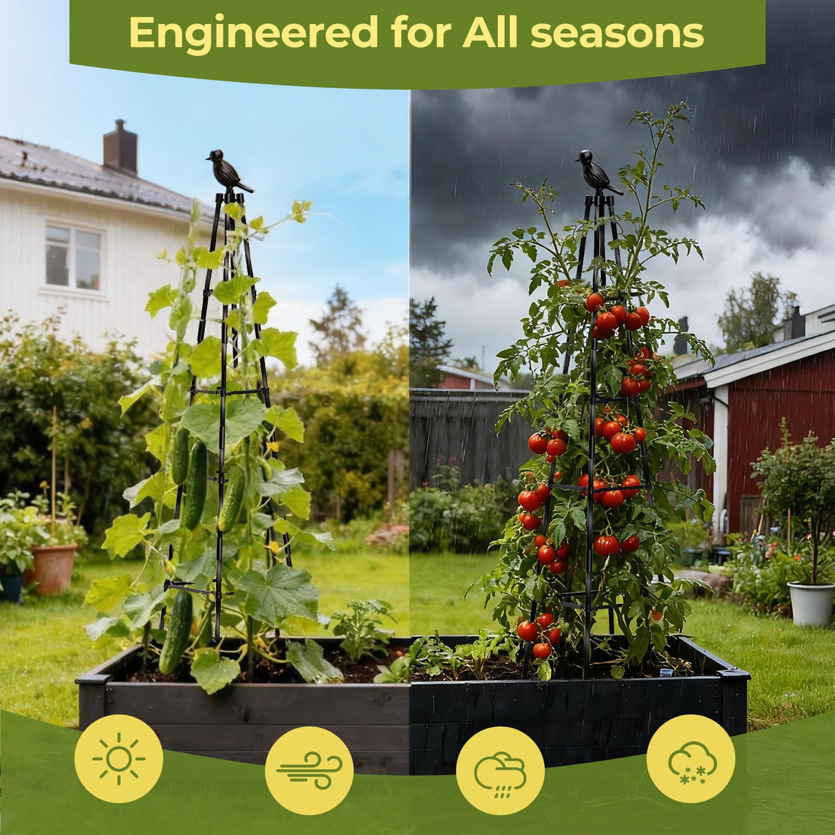 MQHUAYU 2 Pack Garden Trellis for Climbing Plants Outdoors,65Inch Cucumber Trellis Garden Obelisk Trellis Rustproof Plants Support with Adjustable Heights for Indoor Potted Plants, Vines, Vegetables