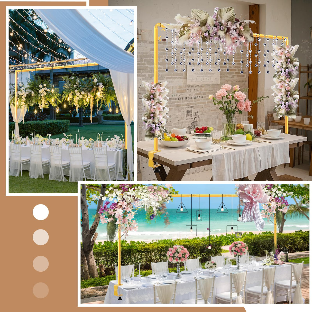 Over The Table Rod Stand with Clamps Gold Table Balloon Arch Frame