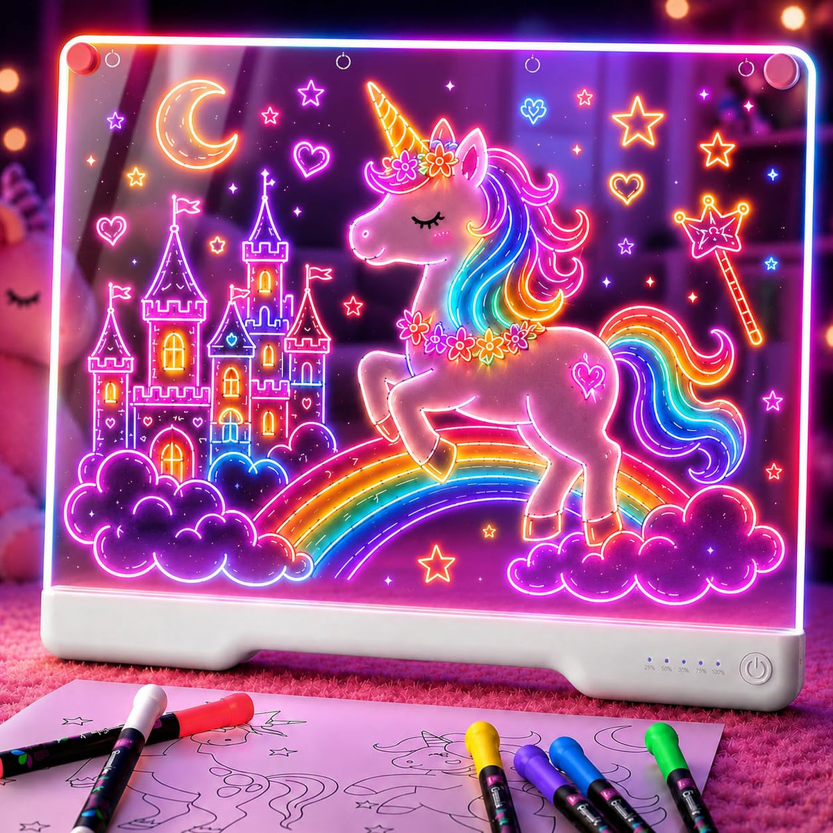 Geokay 16" Rechargeable LED Drawing Board with 9-Color Light Effects