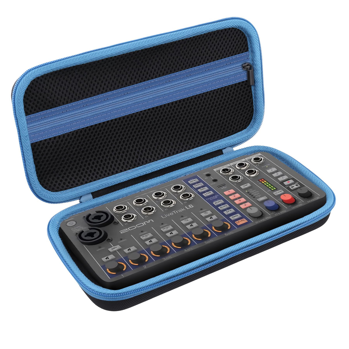 co2CREA Hard Case for Zoom LiveTrak L-6 / L6 Digital Mixer, Portable Travel Storage Bag with Zippered Mesh Pocket, Shockproof EVA Shell and Soft Lining, Fits Cables and Accessories (Case Only)