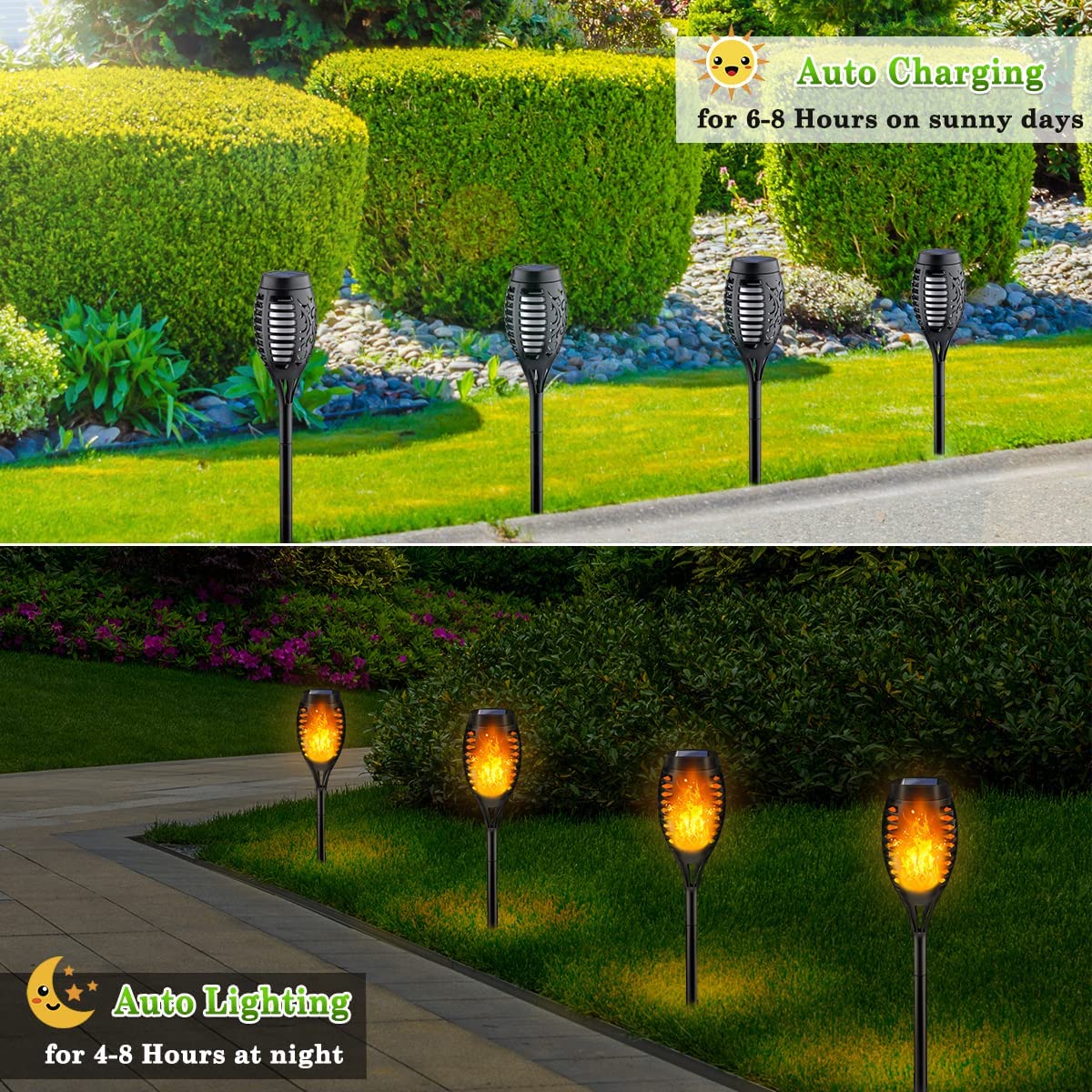 LNRYY Outdoor Solar Lights, 6Pack Solar Torch Light with Flickering Flame
