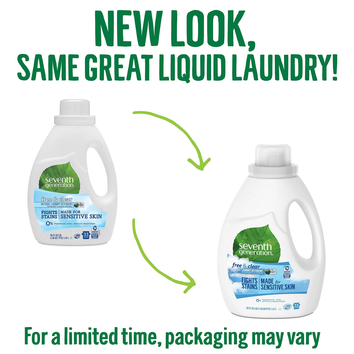Seventh Generation Liquid Laundry Detergent Biodegradable Free & Clear Washing Detergent 50 oz