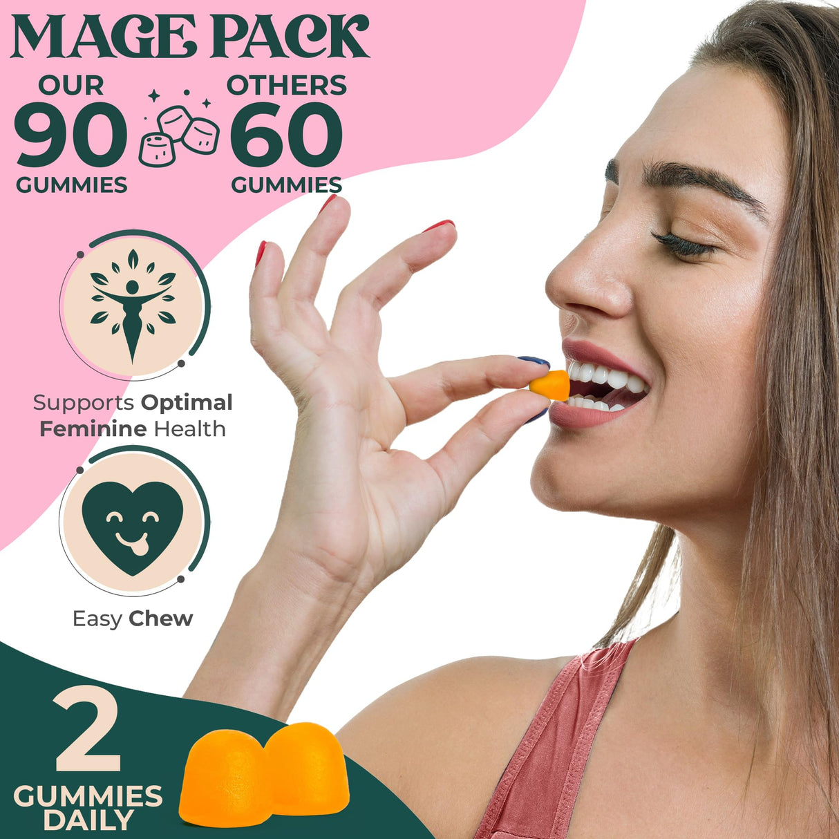 Premium Feminine Balance Gummies for Women’s - Hawaiian Pineapple Gummies for Women pH, 4-in-1 Benefits Includes pH Balance, Healthy Odor, Flora and Immune Support -90 Count (Vegan & Gluten-Free)