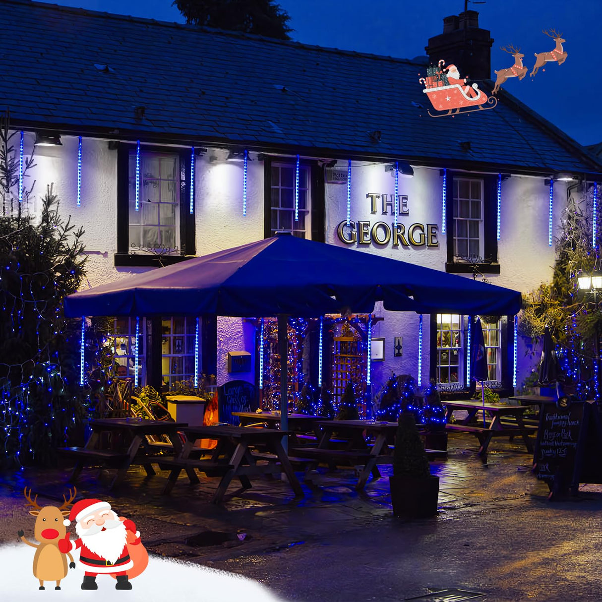 JMEXSUSS 2 Pack Solar Meteor Shower Lights, Blue Meteor Cascading Rain Lights, Waterproof for Tree/Garden Party Christmas Decor - 16 Tubes, 288 LED