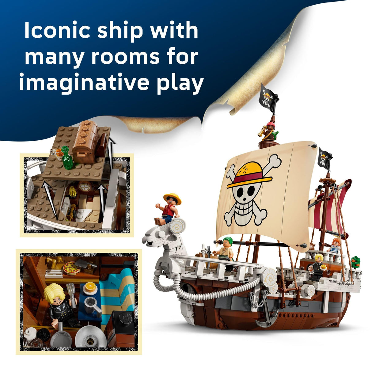 LEGO ONE Piece The Going Merry Pirate Ship Building Blocks - Pretend Play Adventure Toy for Boys & Girls, 10+ - Straw Hat Crew Toy Figures & Playset for Anime Fans - Gift for Christmas - 75639