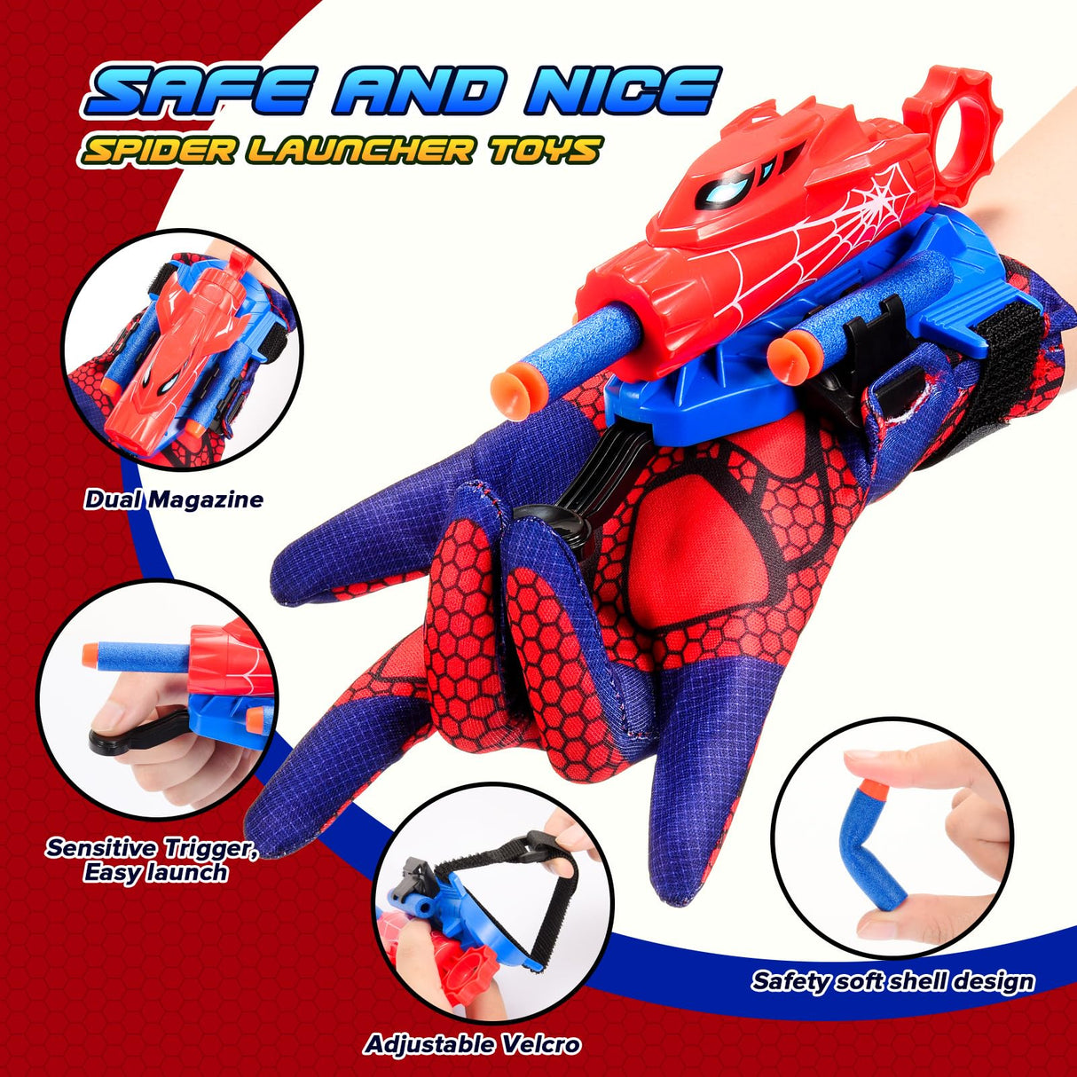 Web Shooters Toy for Kids,Toys for 3-12 Year Old Boys Web Slinger Boy Toy with Glove Launcher,Toys for Age 5-7 4-6 6-8 Outdoor Game for Birthday Halloween Christmas Easter Gifts for 3-8(2 Pair)