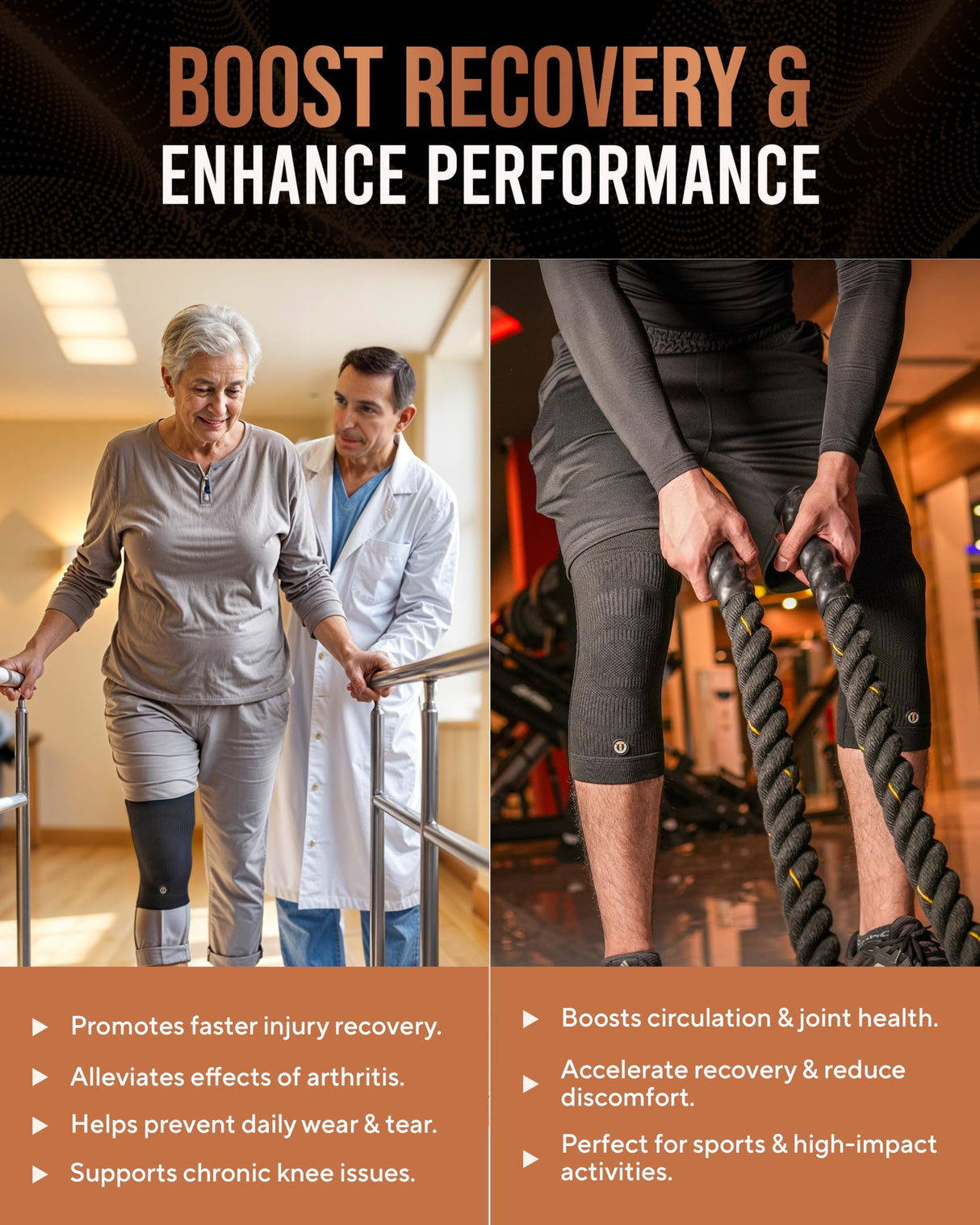 TheraCopper Copper Knee Brace for Men & Women (2 Pack) — Non-Slip Compression Copper Knee Sleeve for Arthritis, Knees Pain Relief, Swelling, Anti inflammatory and Recovery Support (X-Large)