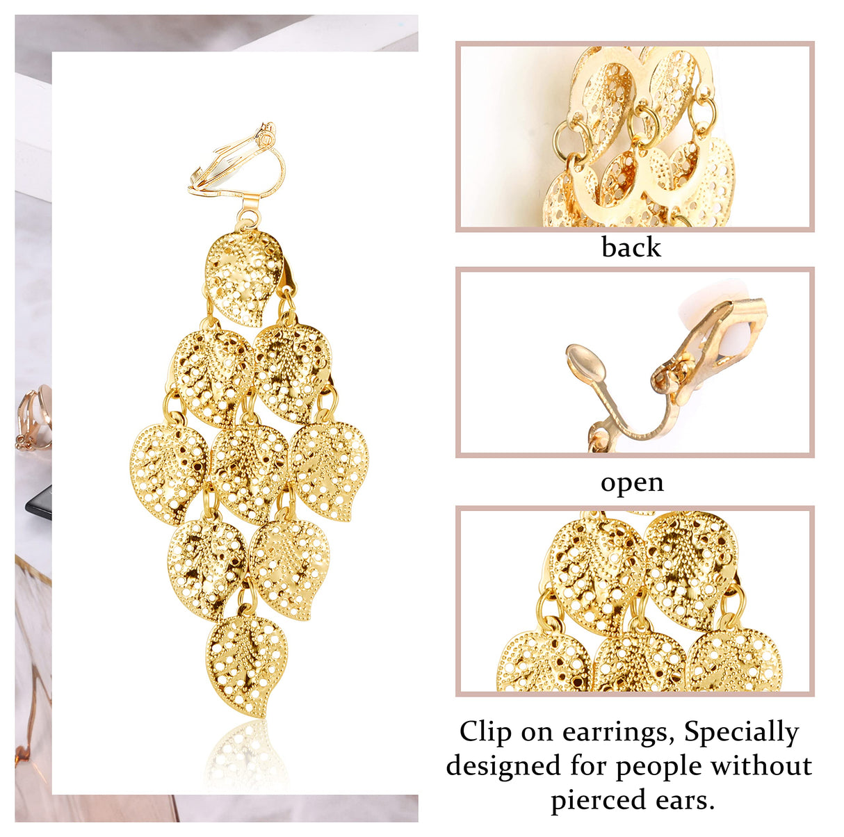 HAIAISO 9Pairs Clip on Drop Earrings for Women, Non Piercing