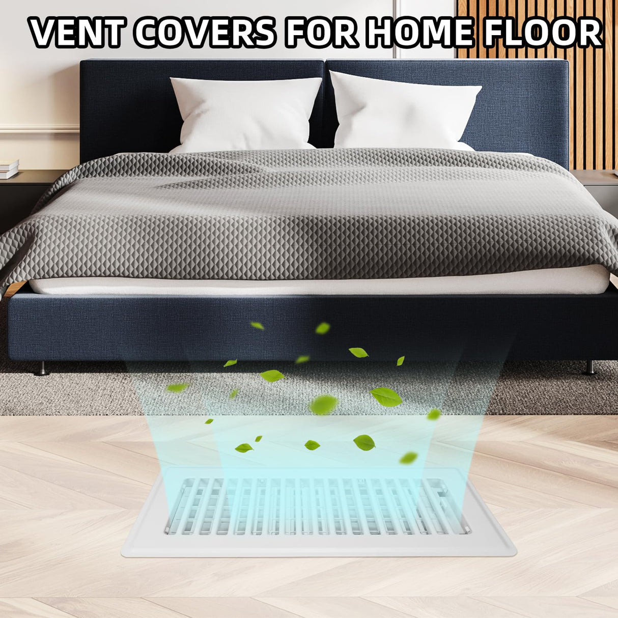 Floor Register 4x10, 4 Pack Floor Vent Covers for Home Floor Heavy Duty Steel Panel Walkable Floor Grates Adjustable Air Vent Covers 4" x 10" Floor Vent, White