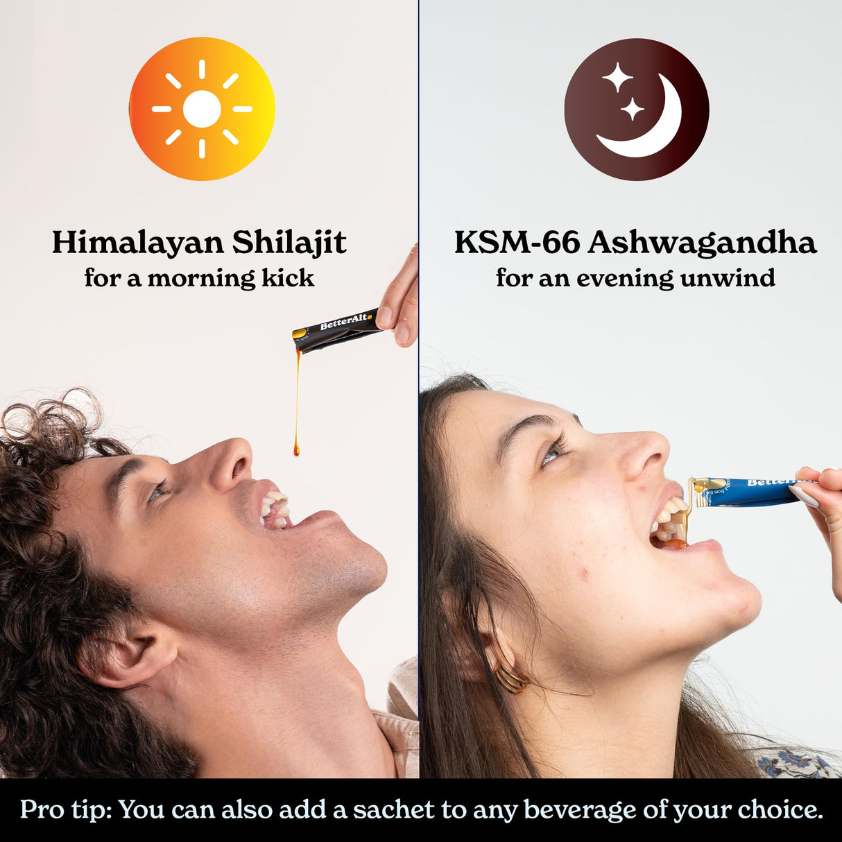 Better Alt Ashwagandha & Classic Shilajit Honey Sticks| Pure Himalayan Shilajit Organic Multiflora Honey & Saffron|60 Sticks|Energy & Immune Support Supplement