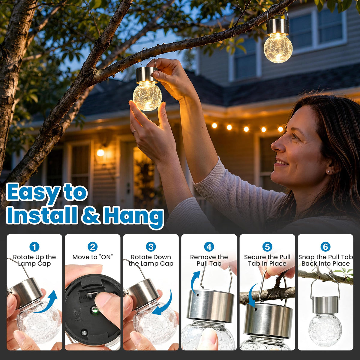 SOLPEX Hanging Solar Lights for Outside Garden Solar Hanging Lanterns 12 Pc