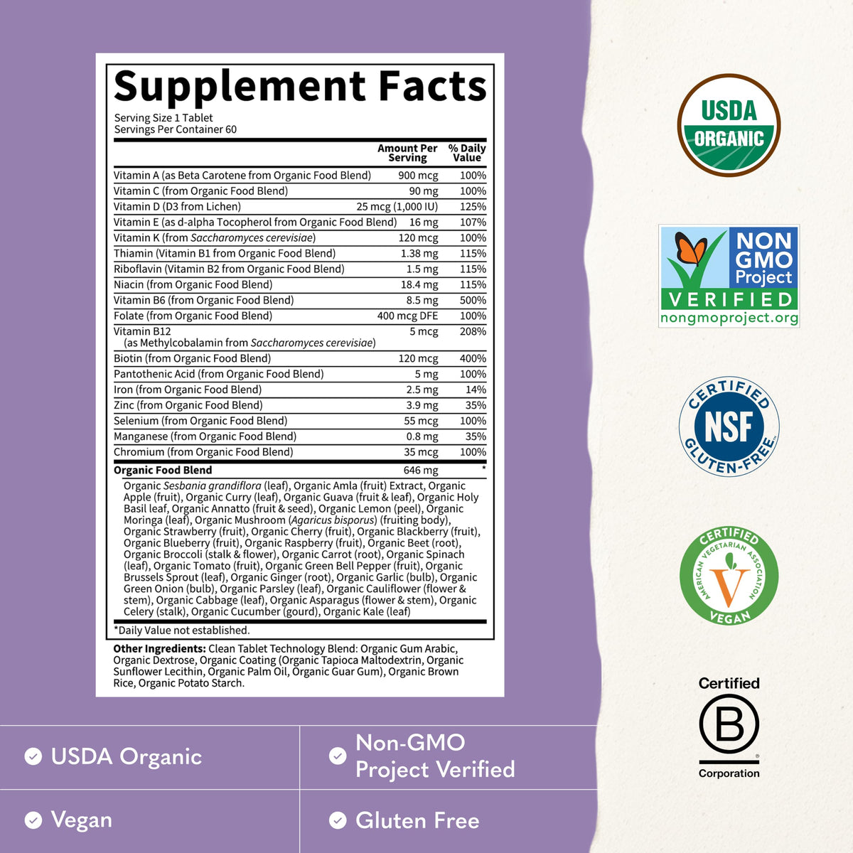 Garden of Life Organics Women's Once Daily Multivitamin, 60 Tablets