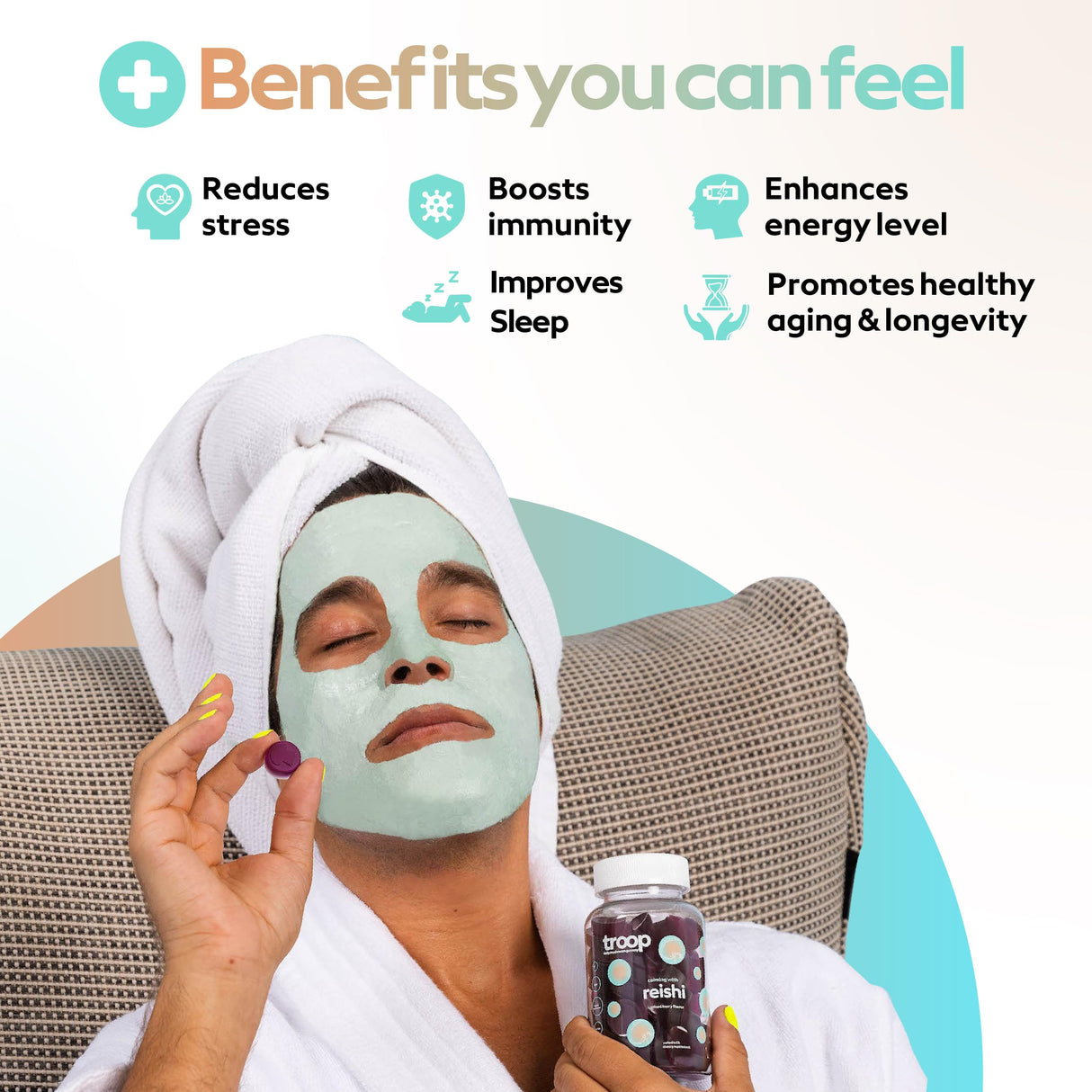 Troop Reishi Mushroom Gummies - Calming Gummies for Adults and Children - Focus Supplement for Stress, Relaxation, Immune Support - 4000mg Triple-Extracted Fruiting Body - Mixed Berry, 60 Count