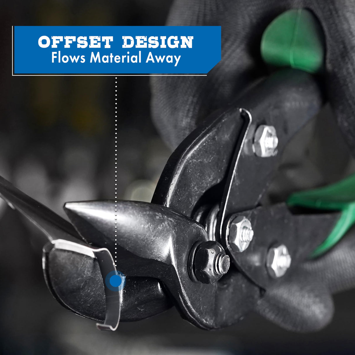 MIDWEST Blackout Series Aviation Snip - Left and Right Cut Offset Tinner Shears, Made in the USA - MWT-6510CO-NP