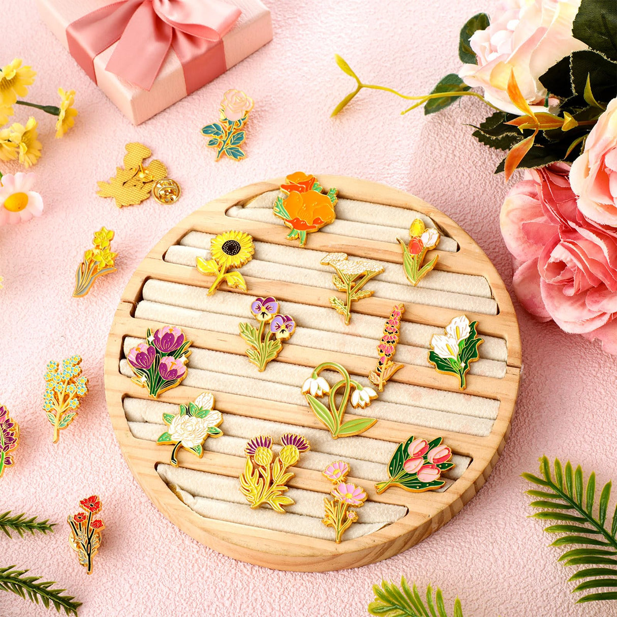 Tondiamo 54 Pcs 54 Pcs Enamel Pins Flower Enamel Pins Brooch, Wildflower