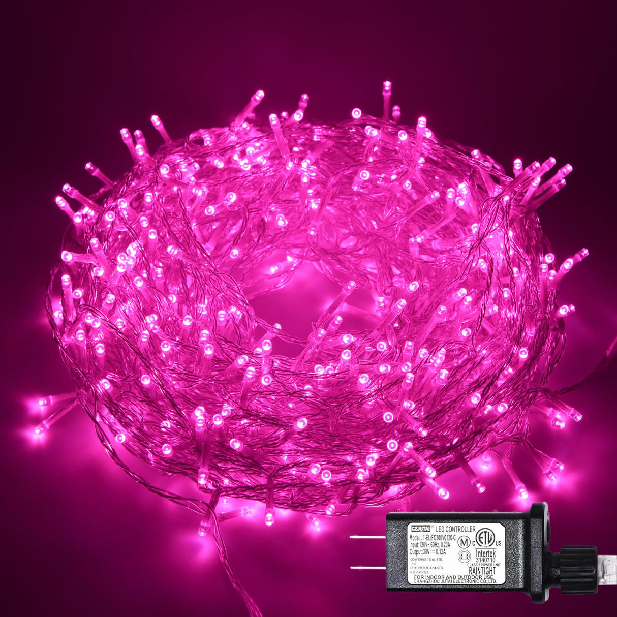 ILLUMINEW 800 Led Pink String Lights Indoor Outdoor Christmas Decorations, 330 Ft 8 Modes Plug in Fairy Lights Pink Valentine Day Room Decor