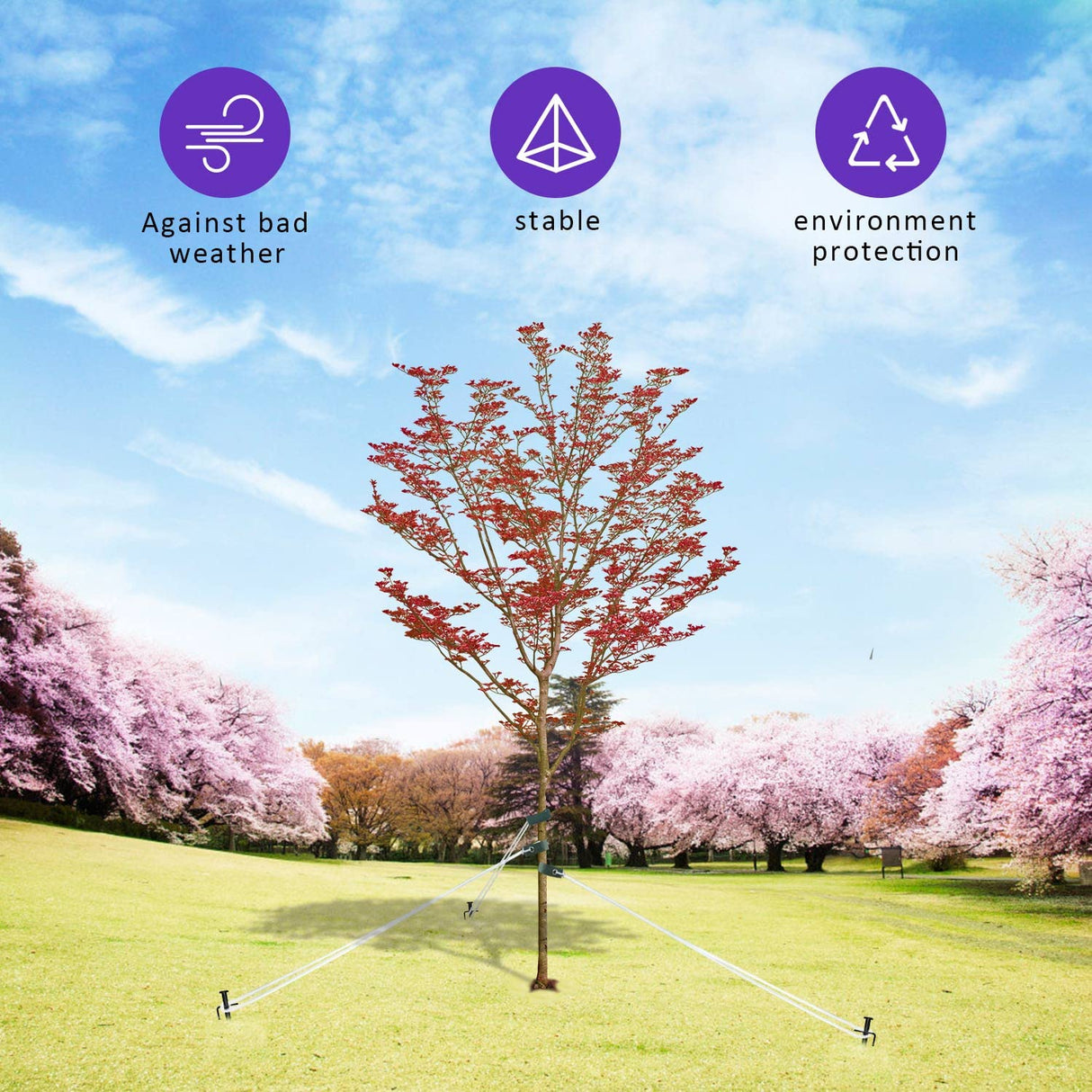 Tree Stake Kit, Heavy Duty Steel 11.8 Inch Steel Tree Stakes and Supports for Young Tree Anti Strong Wind, Leaning Tree Anchor Straightening Kit (4)