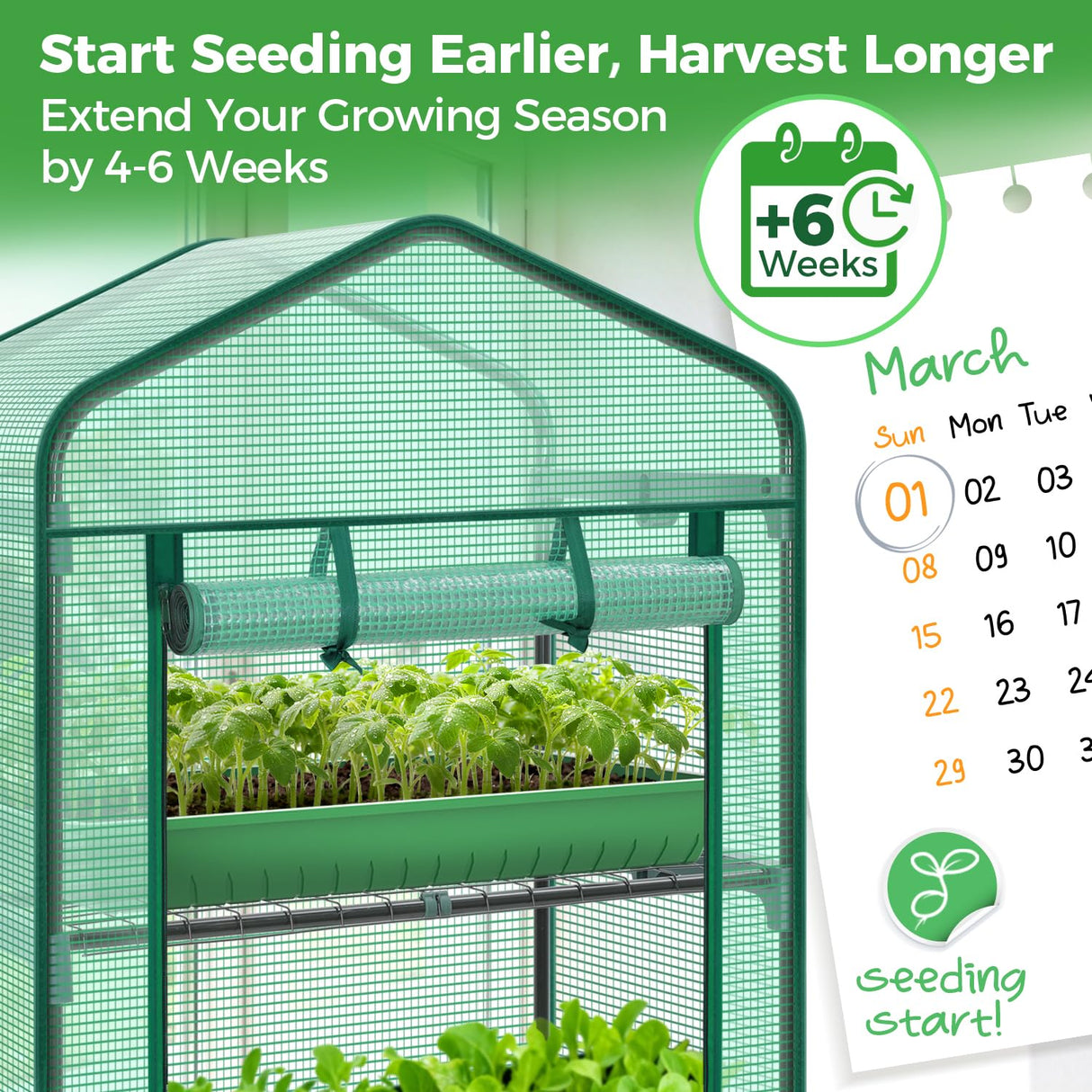 Mini Greenhouse for Indoor Outdoor: Ohuhu 23 x 19 x 75-Inch Small Plastic Plant Green House 5-Tier Rack Stand Portable Greenhouses with Durable PE Cover for Seedling, Ideal Gardening Gifts