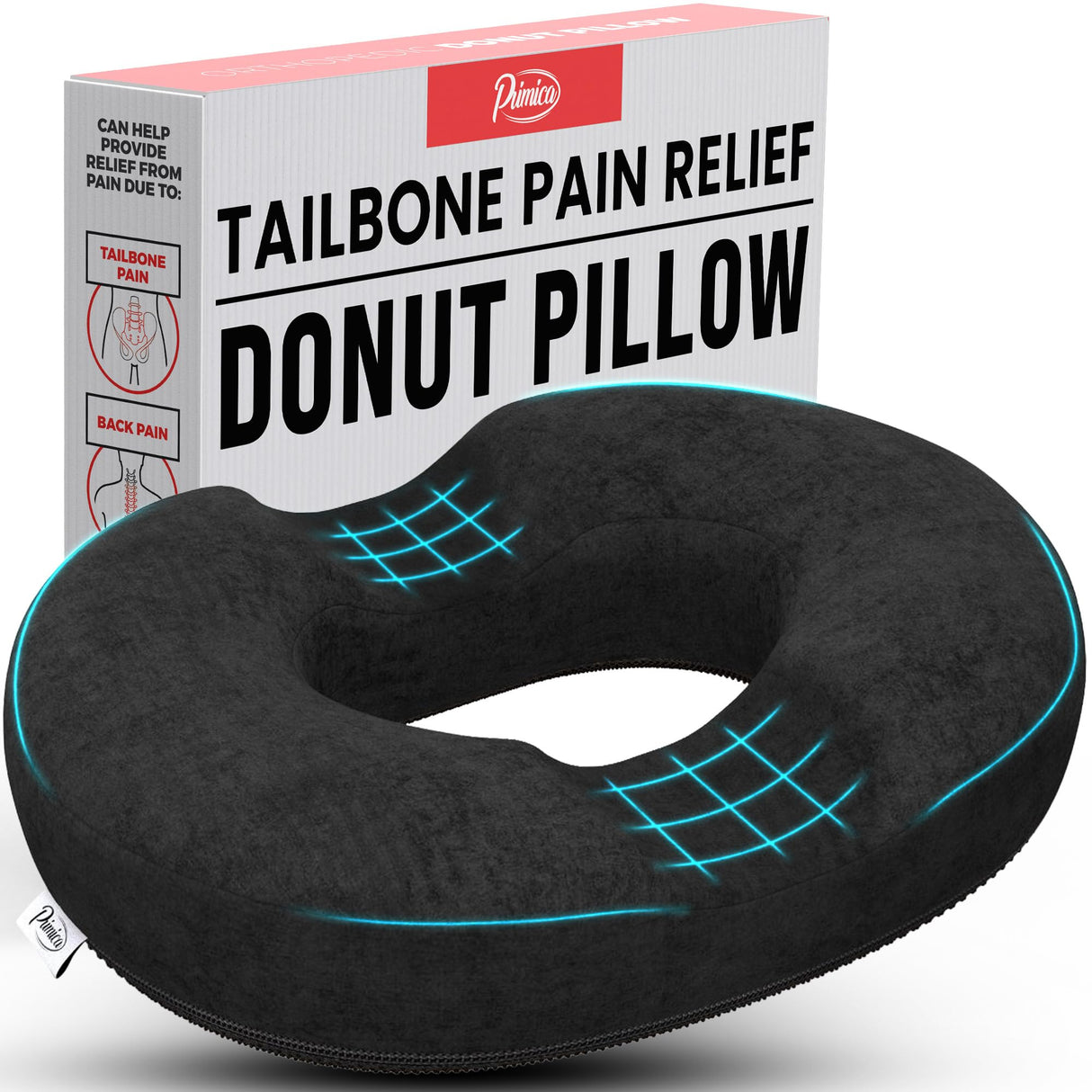 Donut Pillow, Tailbone Pain Relief, Hemorrhoid & Postpartum Cushion for Men and Women, Helps Ease Discomfort from Tailbone, Hemorrhoids, Pregnancy, Surgery (Up to 220 LBS)