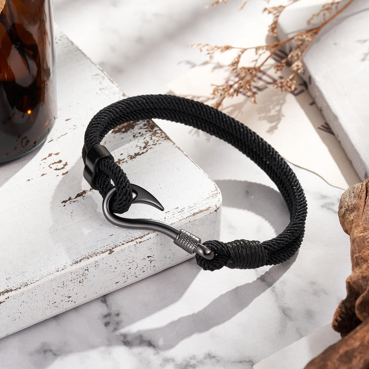 Fishing Gifts for Men Cool Black Fishing Bracelet Accessories Stuff Jewelry