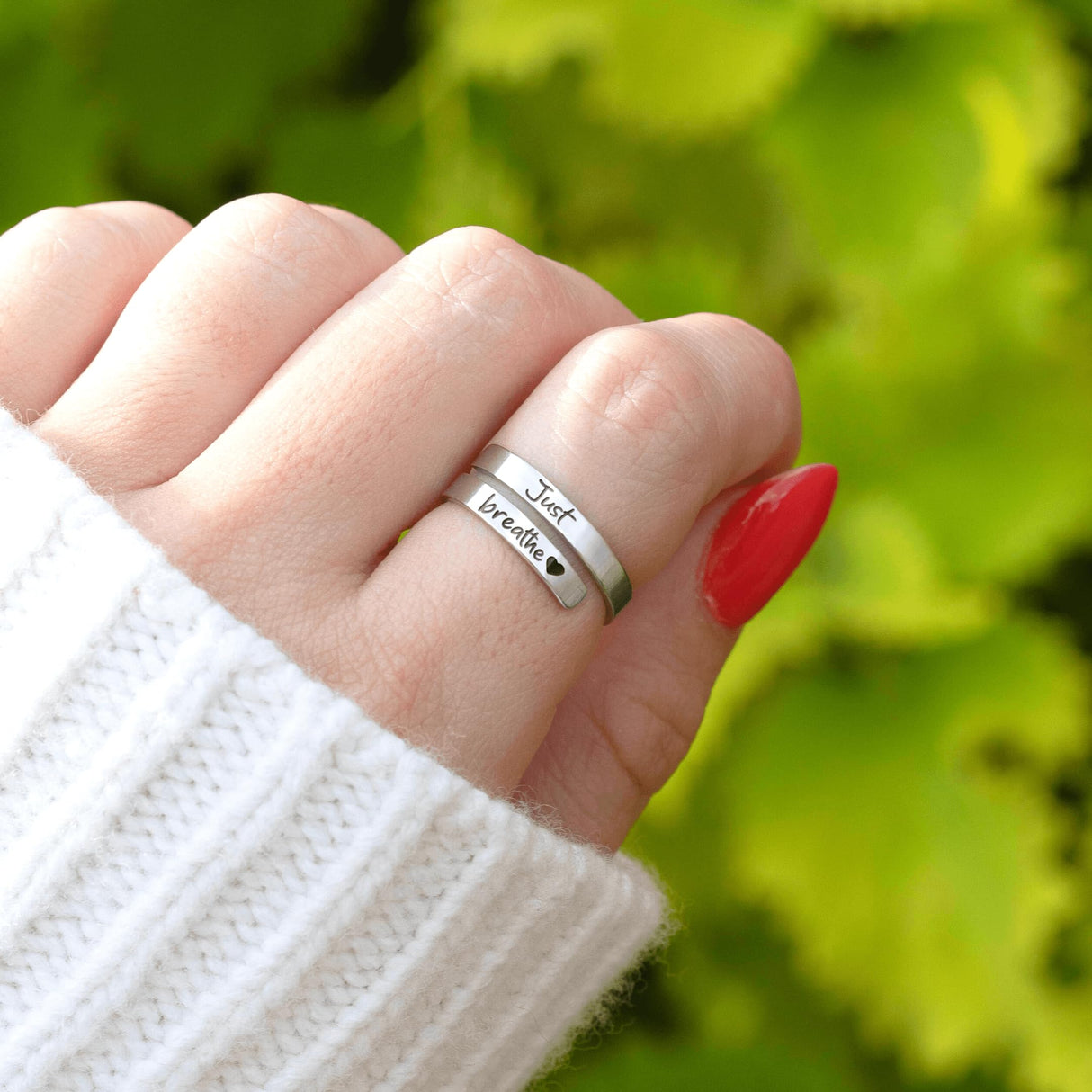 Hope Rings – Just Breathe Ring (1 Pcs) – Adjustable Tarnish-Free 304 Stainless Steel Ring – Heartfelt Gifts for Women