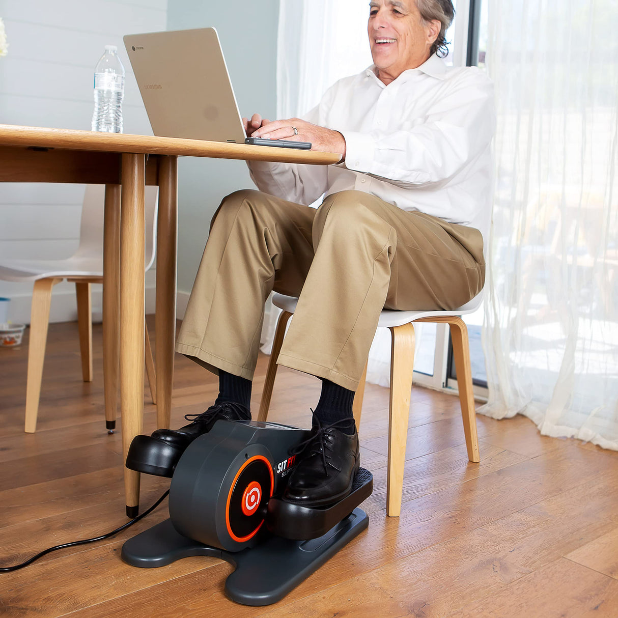 SITFIT, Sit Down and Cycle! Powered Foot Pedal Exerciser for Seniors, Under Desk Elliptical Exercise Bike, Leg Exerciser While Sitting. Peddler Exerciser Mini Bike, Portable Rehabilitation Equipment.