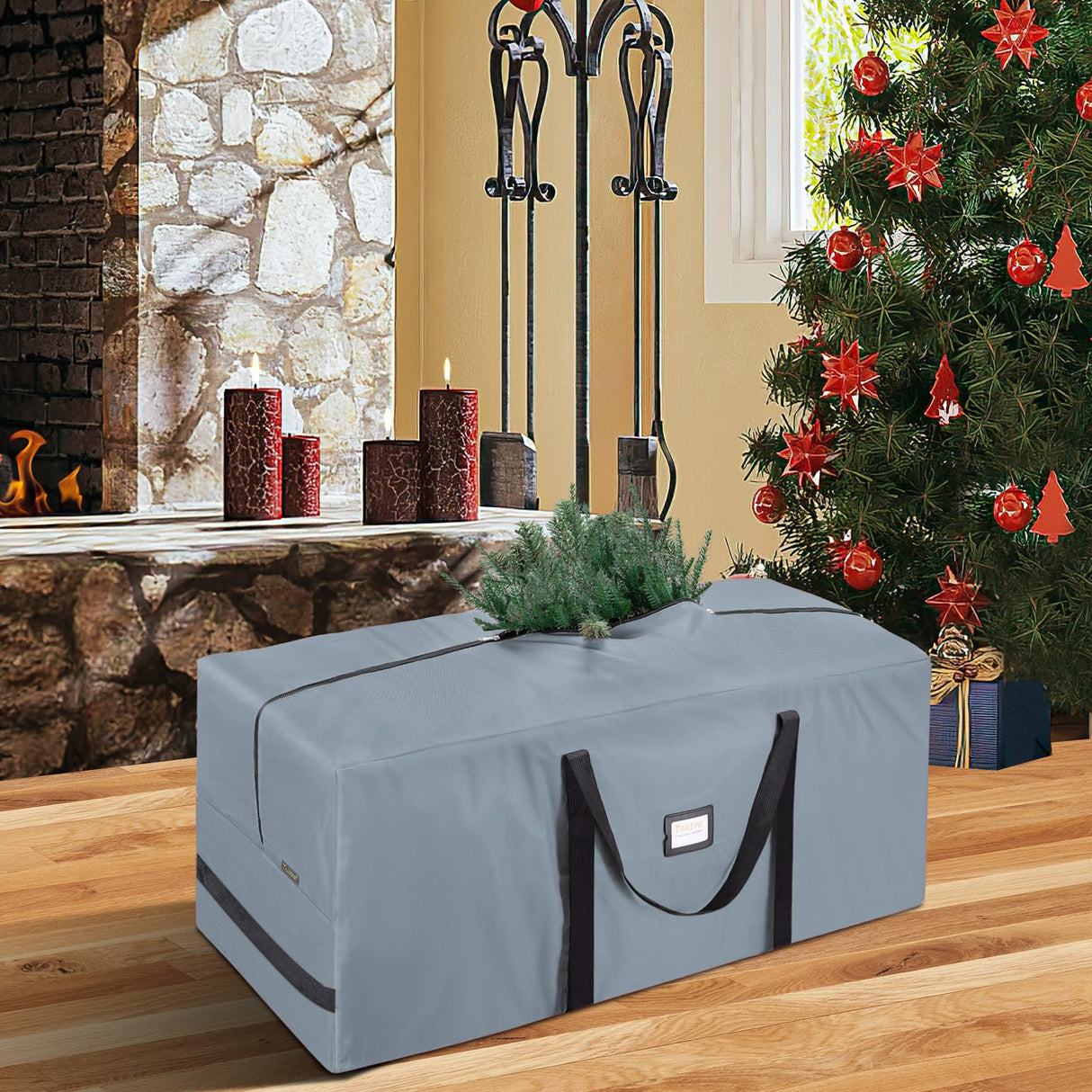 BALEINE 7.5 ft Christmas Tree Storage Bag, Heavy Duty 900D Oxford Fabric with Reinforced Handles and Dual Zippers Wide Opening, Extra Large Storage Container for Trees and Decorations (Grey)