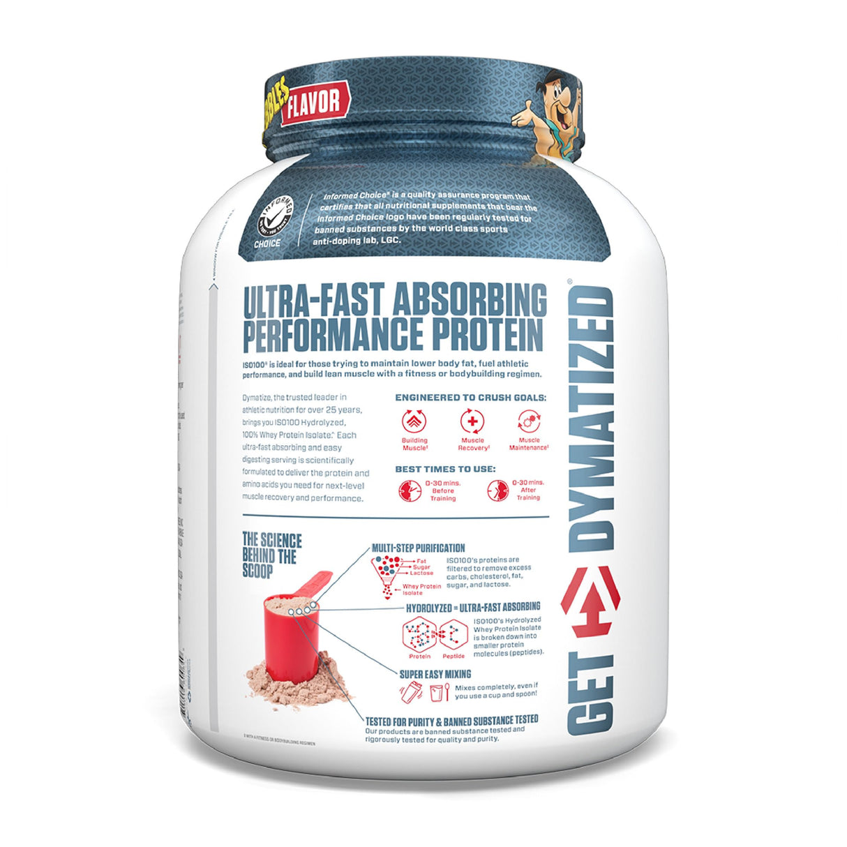 Dymatize x Cocoa Pebbles ISO100 Whey Protein Powder Isolate, 25g of Protein, 5.5g BCAAs, 120 Cal., Gluten Free, 1g Fat, 1g Sugar, 2g Carb (71 Servings)