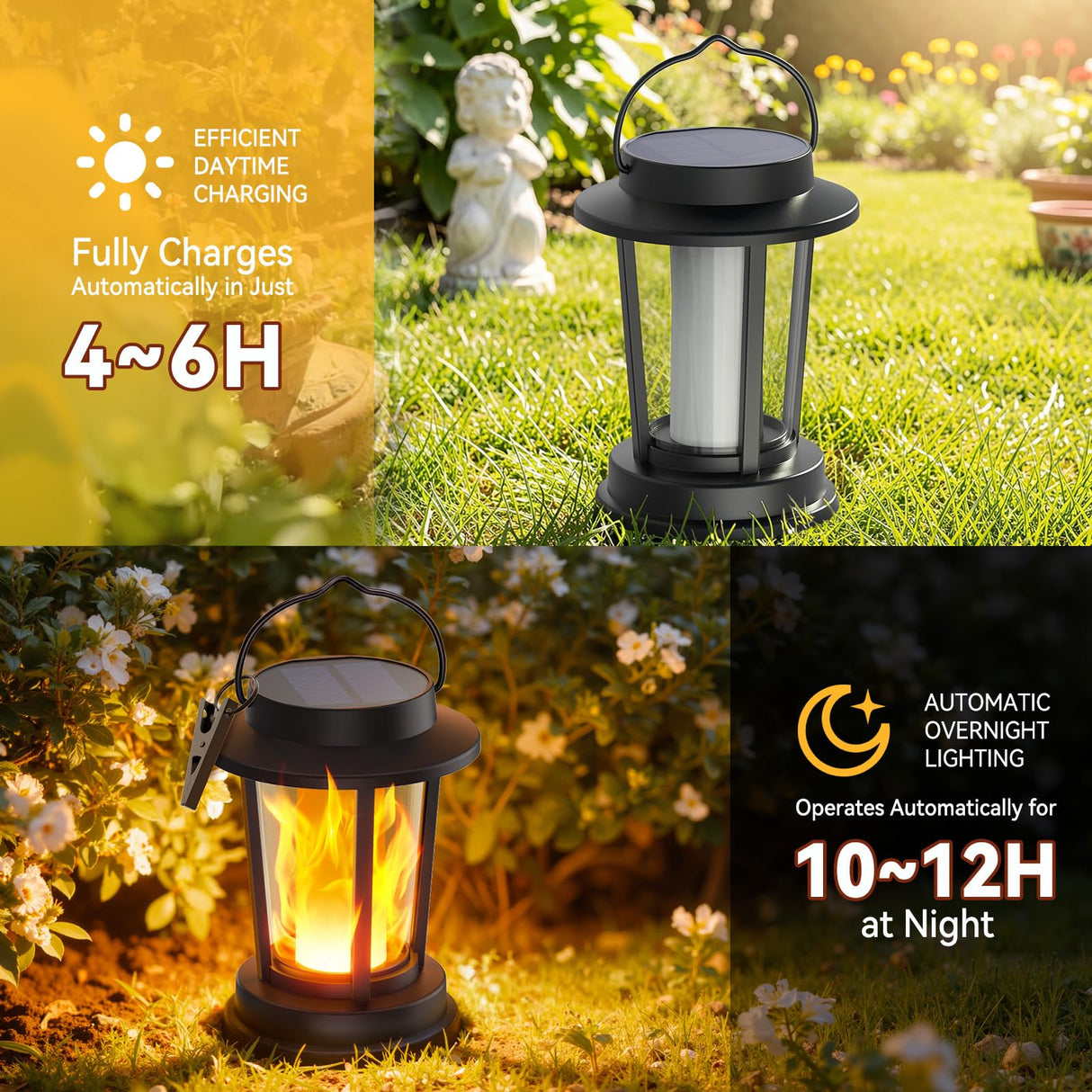 WdtPro 2 Pack Solar Lanterns Outdoor Waterproof, Upgraded Solar Lights Outdoor, Solar Powered Lanterns Decorative, Hanging Solar Lantern for Patio Garden Yard Path Porch Tree Decor Dark Gray
