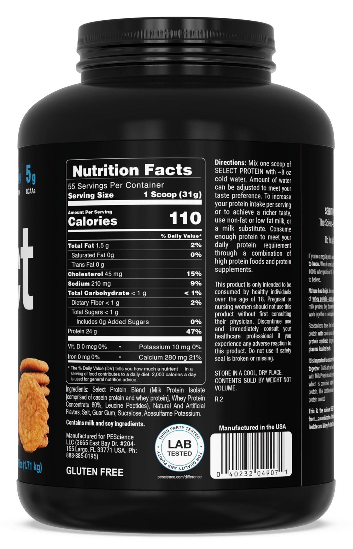 PEScience Select Protein Powder, Whey and Casein Blend, Clean Protein Powder for Women and Men, Low Calorie, Low Carb, Keto Friendly, Gluten Free, Snickerdoodle, 55 Servings