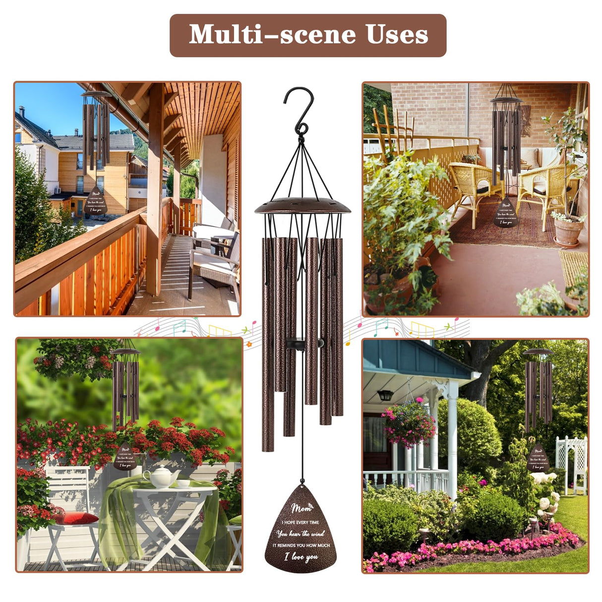Soopau Gifts for Mom, 32" Bronze Wind Chimes, Birthday Gifts for Mom from Daughter Son, Christmas Birthday Gift for Mama Mother in Law